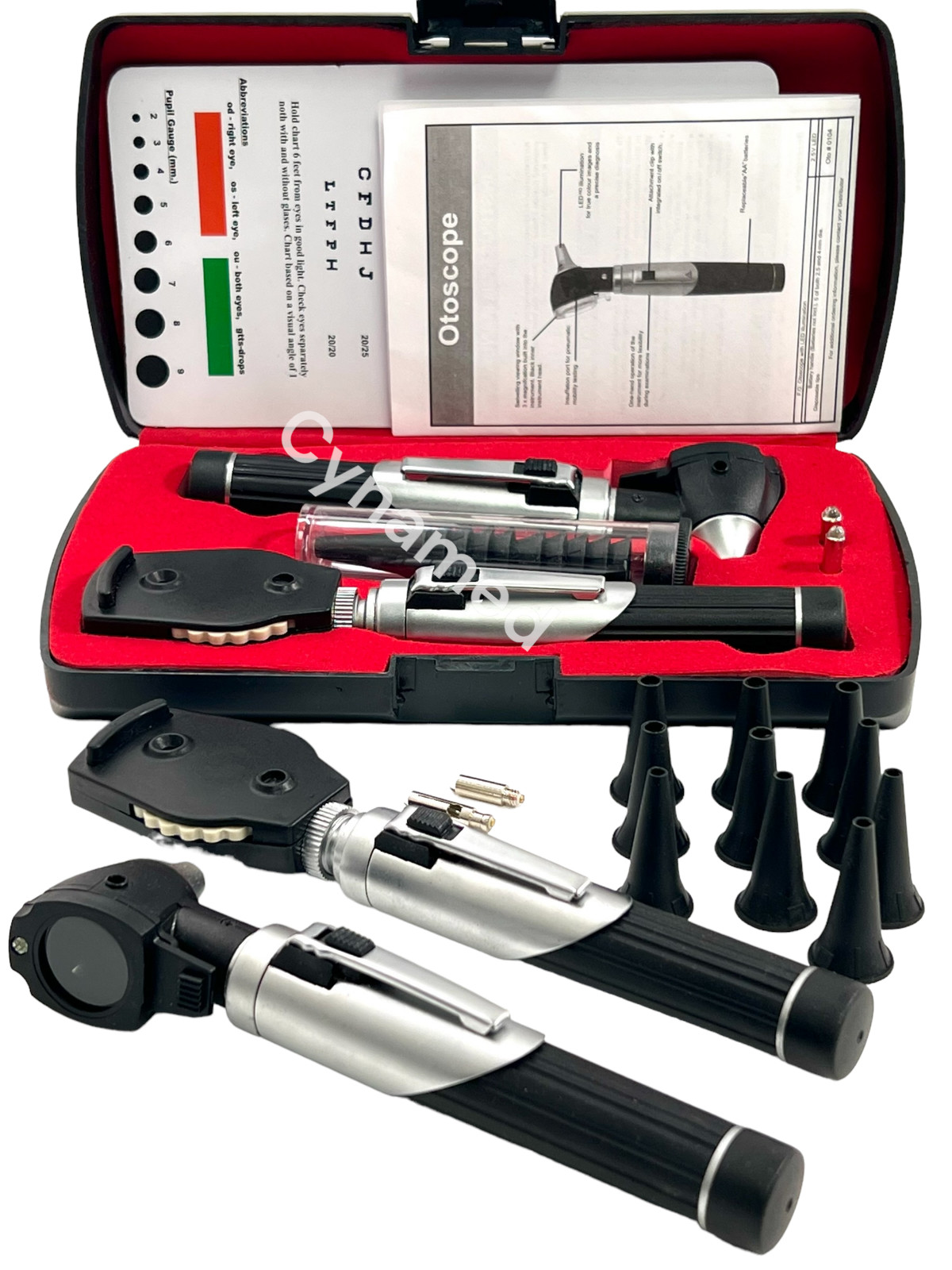 New Professional LED- Mini Opthalmoscope Otoscope Fibre-Optic Diagnostic Set