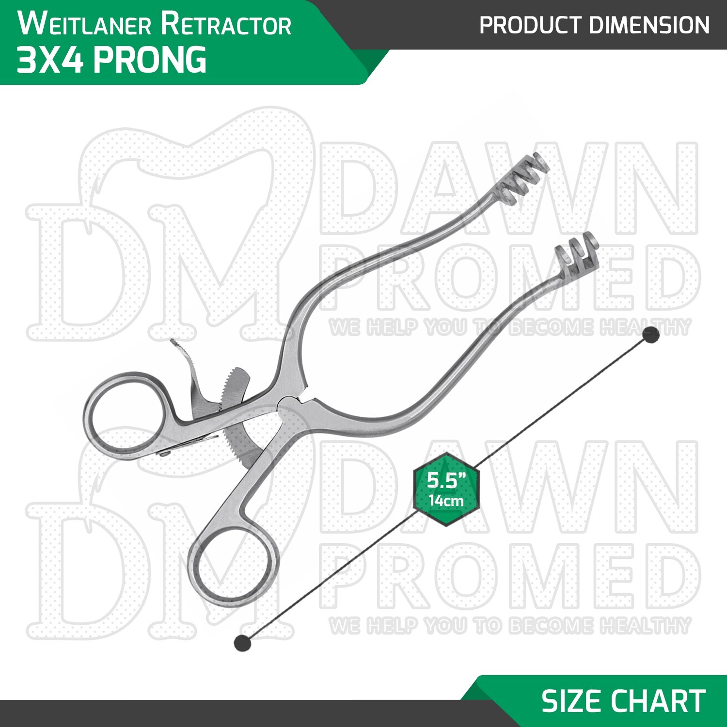 Weitlaner Retractor 5.5″ 3×4 Prong Blunt Surgical Veterinary Instrument German G