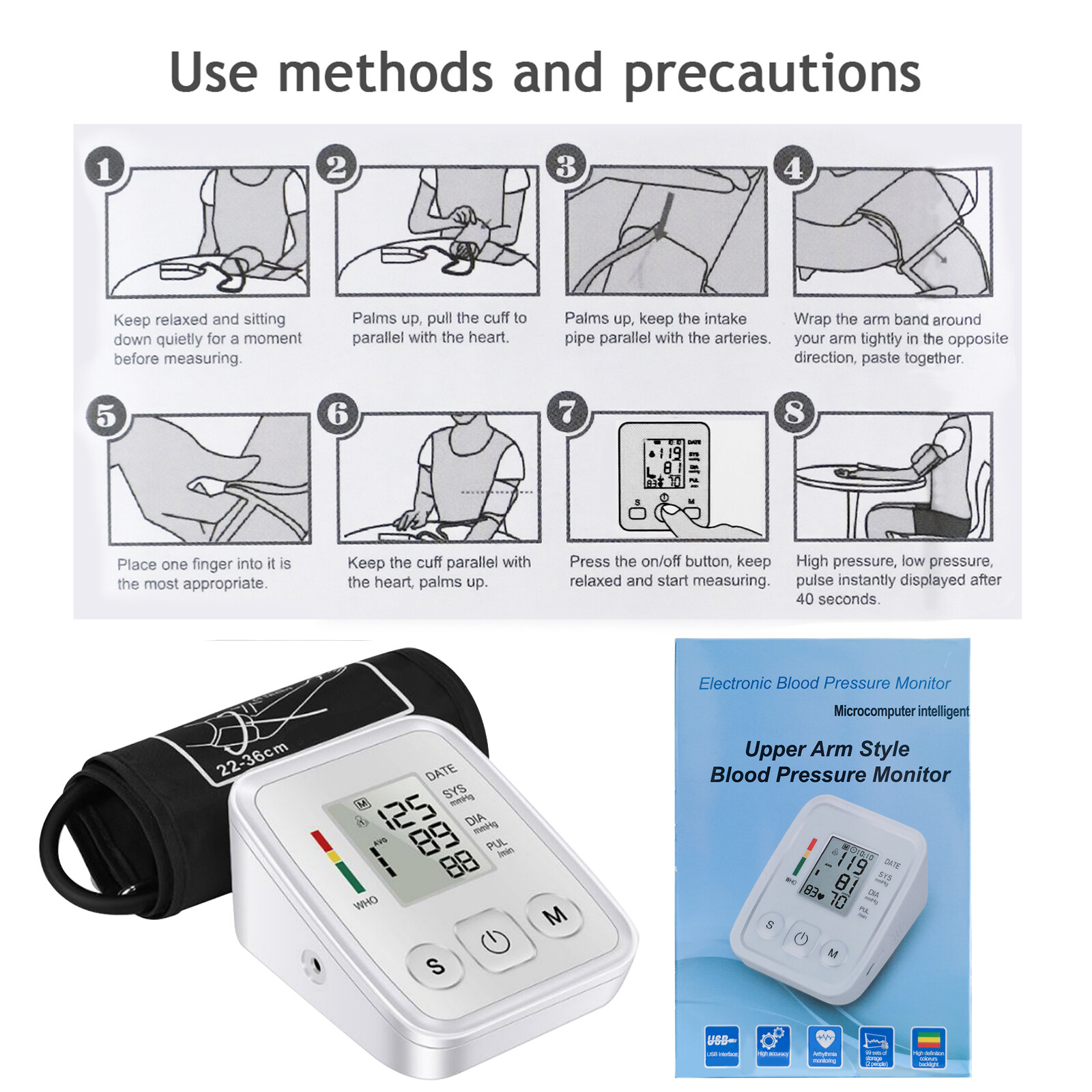 LCD Wrist Blood Pressure Monitor Digital Blood Pressure Monitor Rechargeable AAA