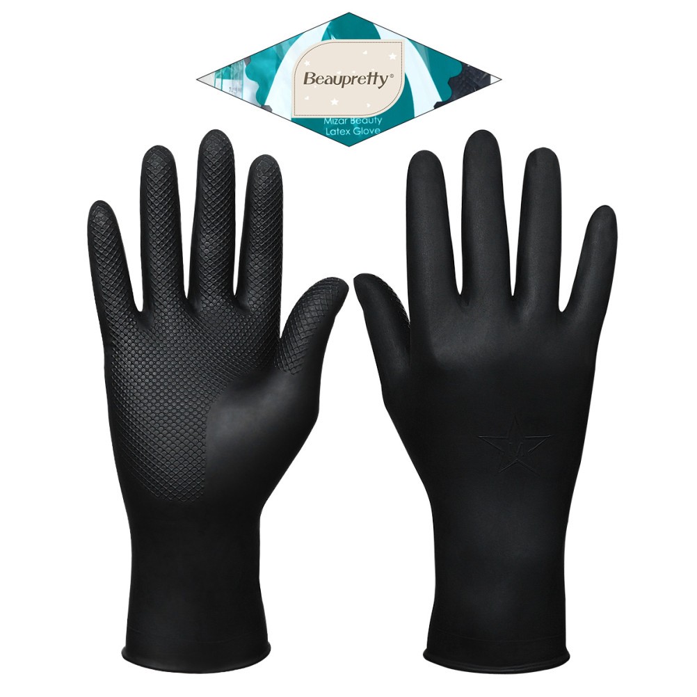 10Pcs Medium Size Reusable Latex Hair Salon Gloves Black for Daily Use
