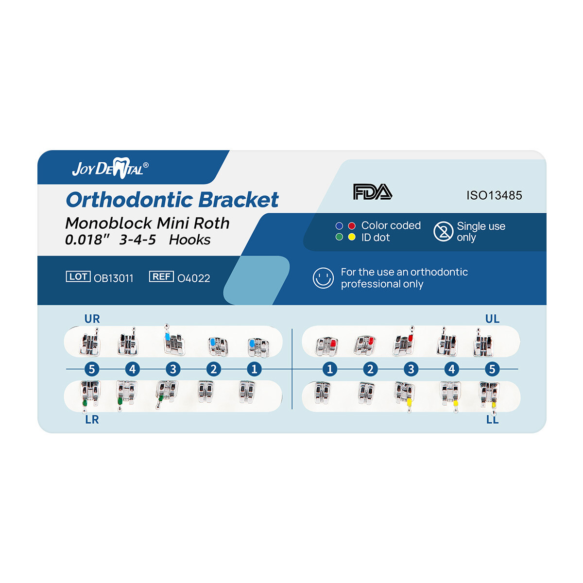Dental Orthodontic Monoblock Brackets Mini Roth/MBT 0.022″/0.018″ 3/345 Hook