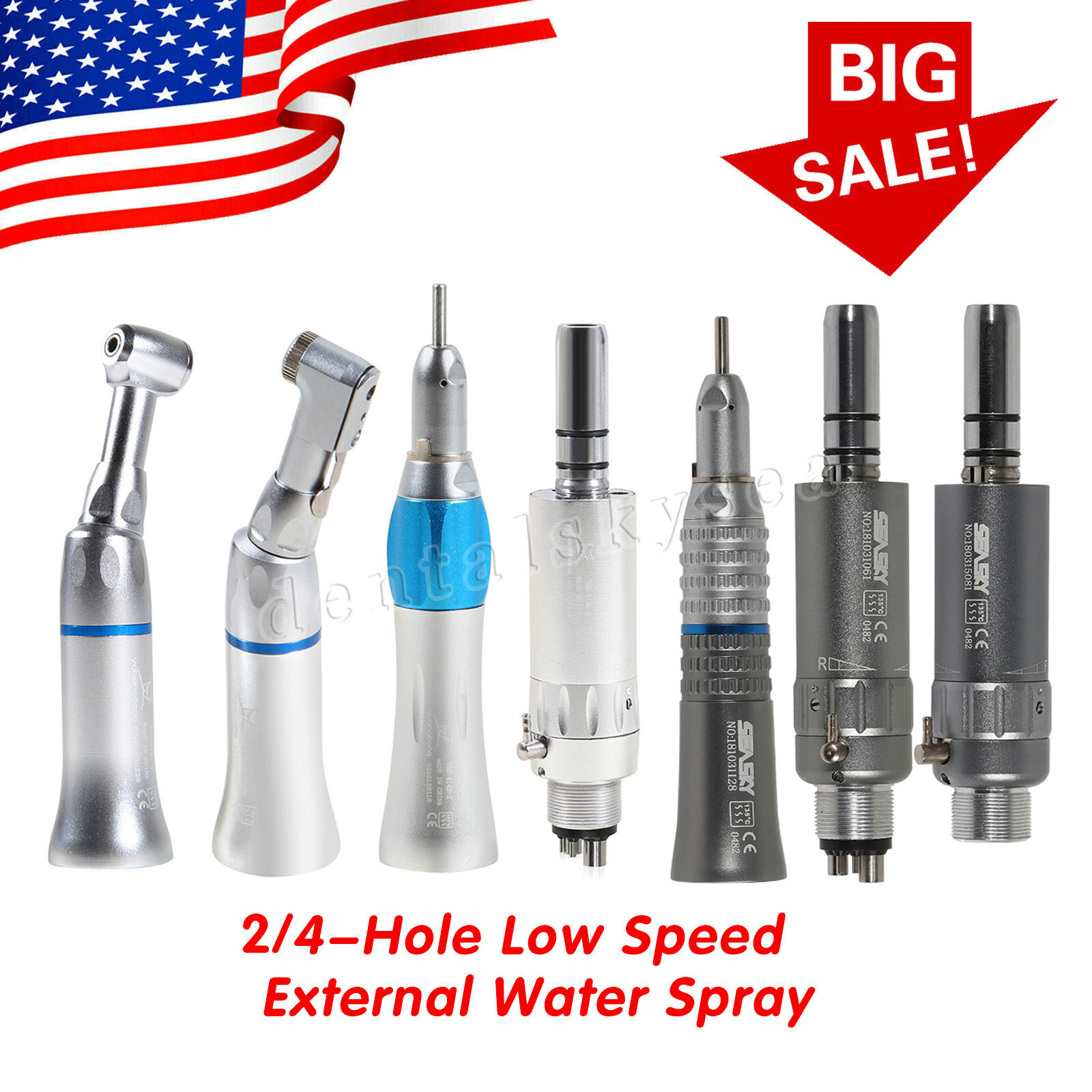 NSK Style Dental Low Slow Speed Handpiece Straight Contra Angle Air Motor 2/4H