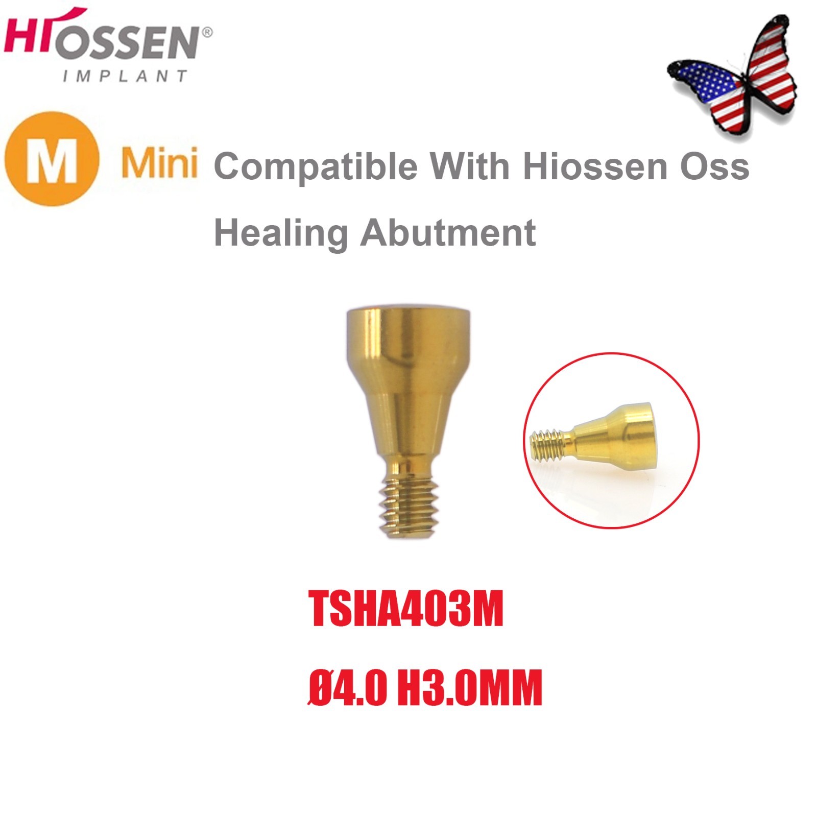 US Dental Mini Healing Abutment Cap Ø4.0/4.5mm Titanium Grade 5 Fits Ø3.5 & 3.2