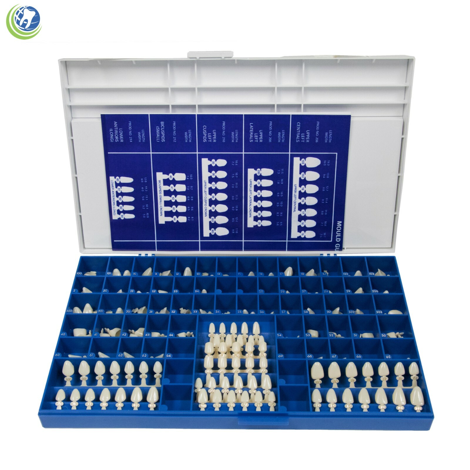 Polycarbonate Temporary Dental Crowns 180 PCS w/ Crown Mold Guides Universal A1