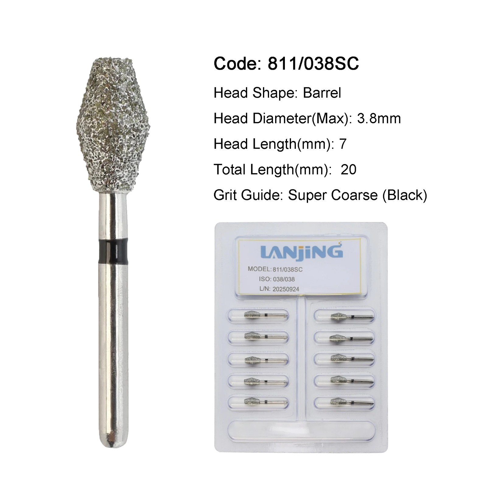Dental Diamond Burs FG Pear Barrel Friction Grip Medium Coarse High Speed 330