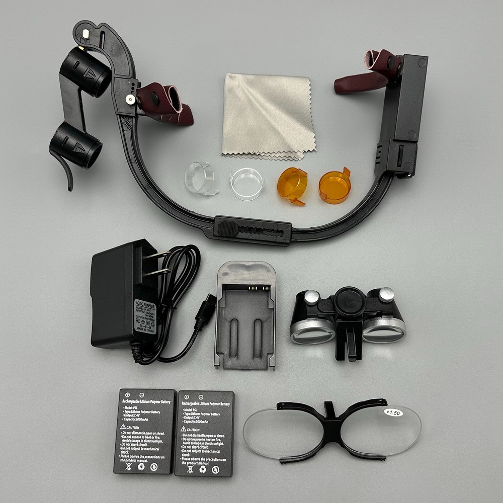 3.5X Dental Medical Binocular Loupes Headband Magnifier LED Head Light US Plug