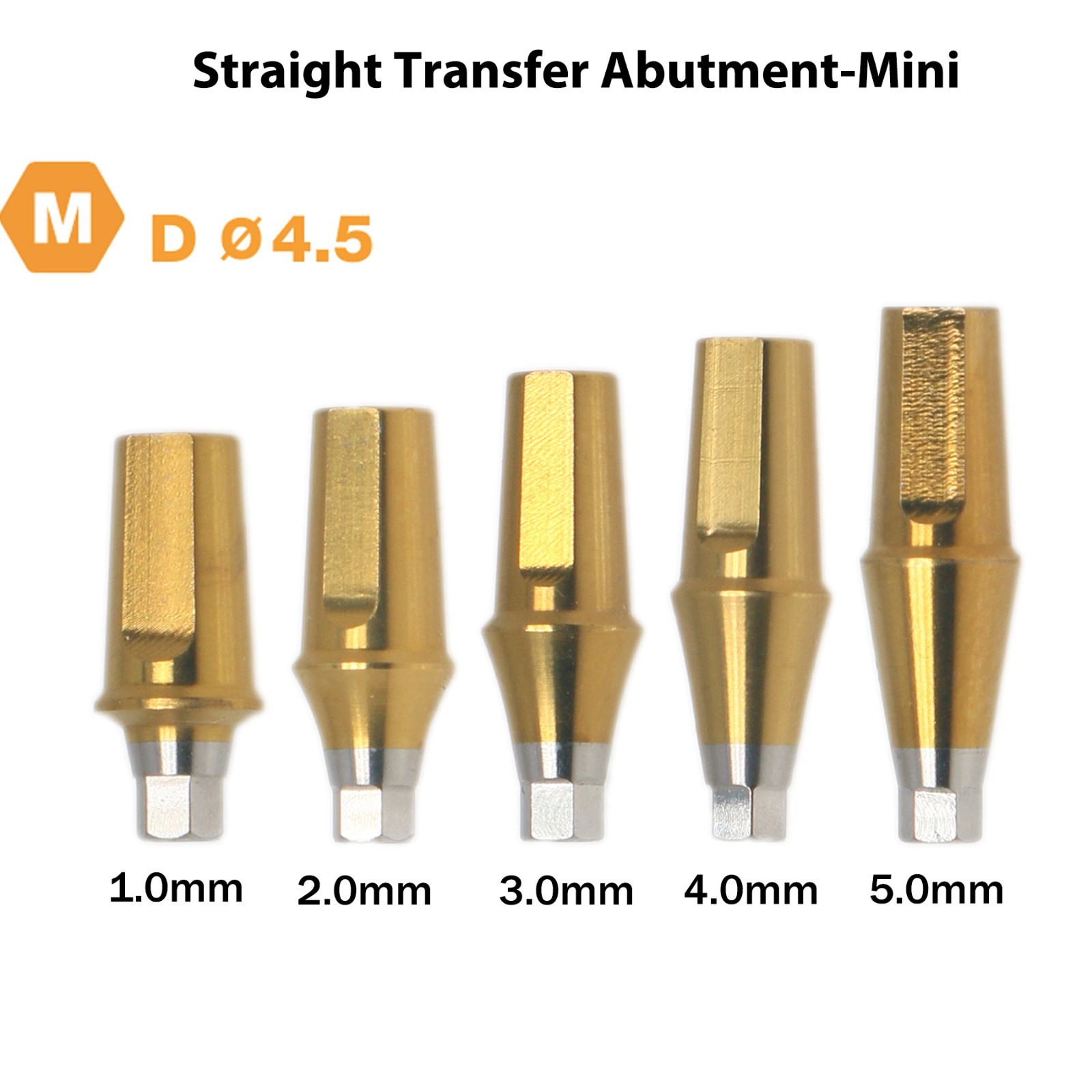 Dental Mini Straight Transfer Abutment Hex Fits Hiossen Osstem Ø4.5mm Platform