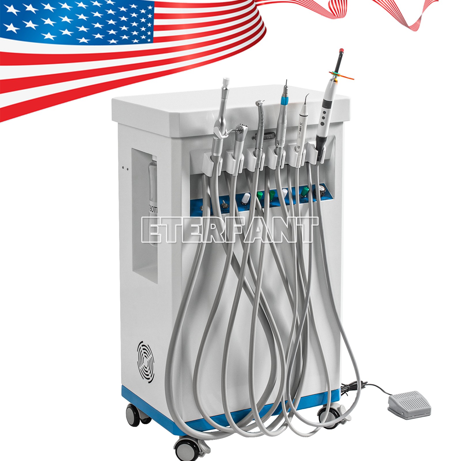 Dental Mobile Unit w/Air Compressor Curing Light Scaler/Delivery Unit w/Socket