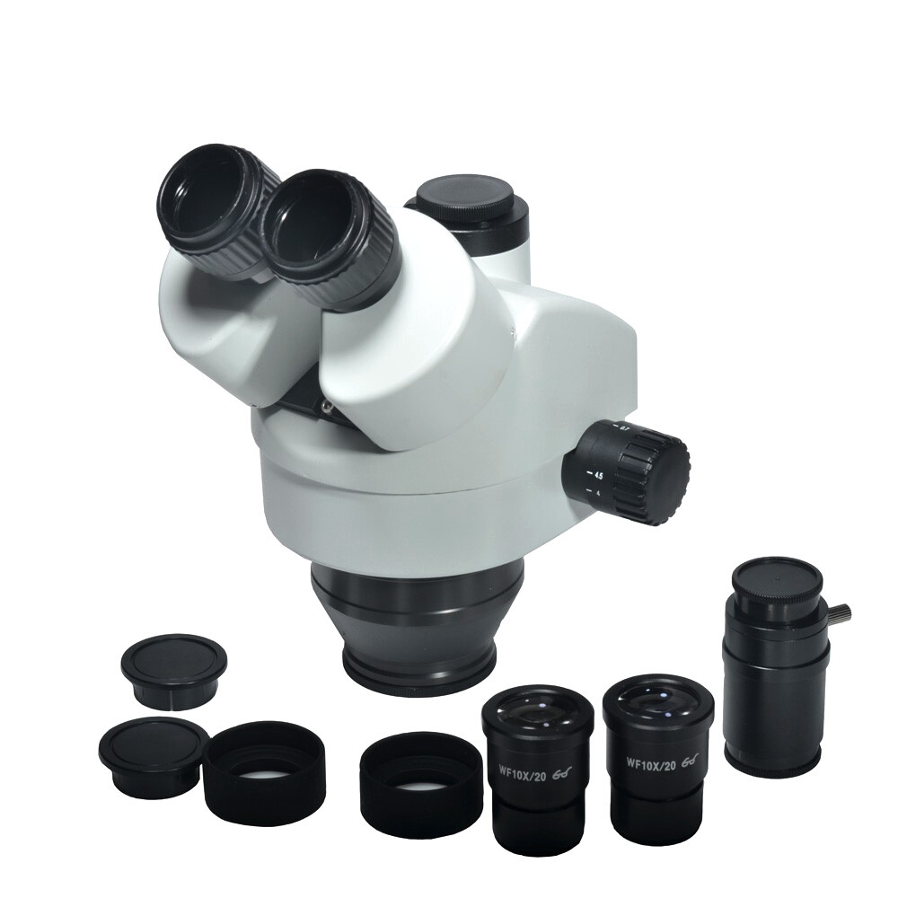 Trinocular Zoom Stereo Microscope Head 7X-45X Simul-focal with CTV CCD Adapter