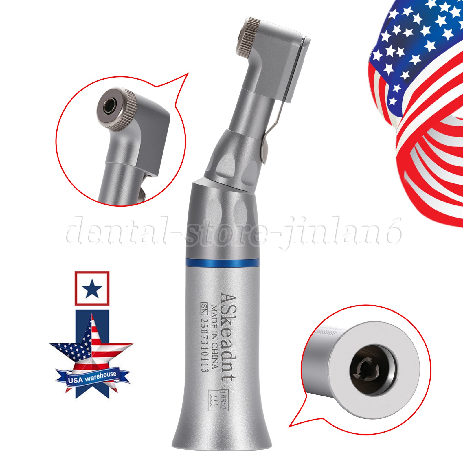10 ASkeadnt Dental Slow Low Speed Handpiece Contra Angle Latch Burs EX203C