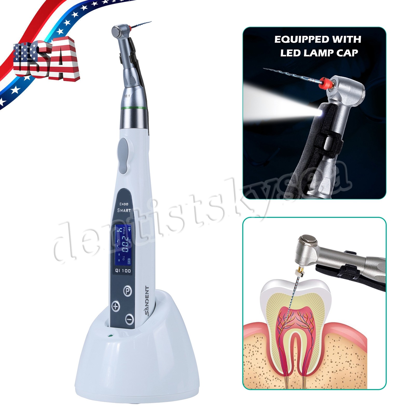 Dental Wireless LED Endo Motor Root Canal Treatment /1:1 16:1​ Contra Angle head