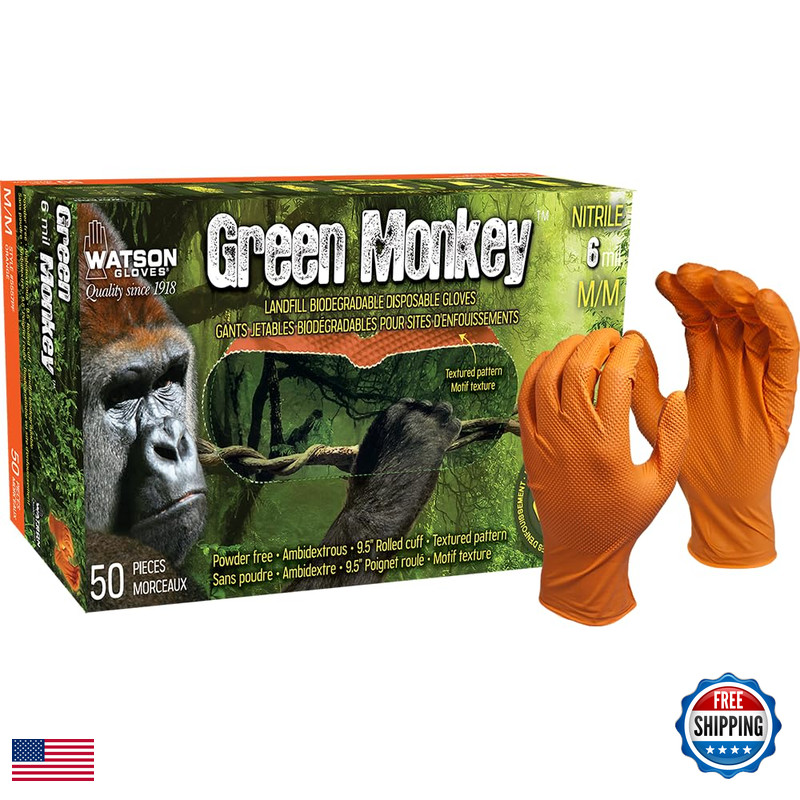 Monkey Wrench Watson Gloves Green Monkey 6 Mil Heavyweight Disposable Nitrile