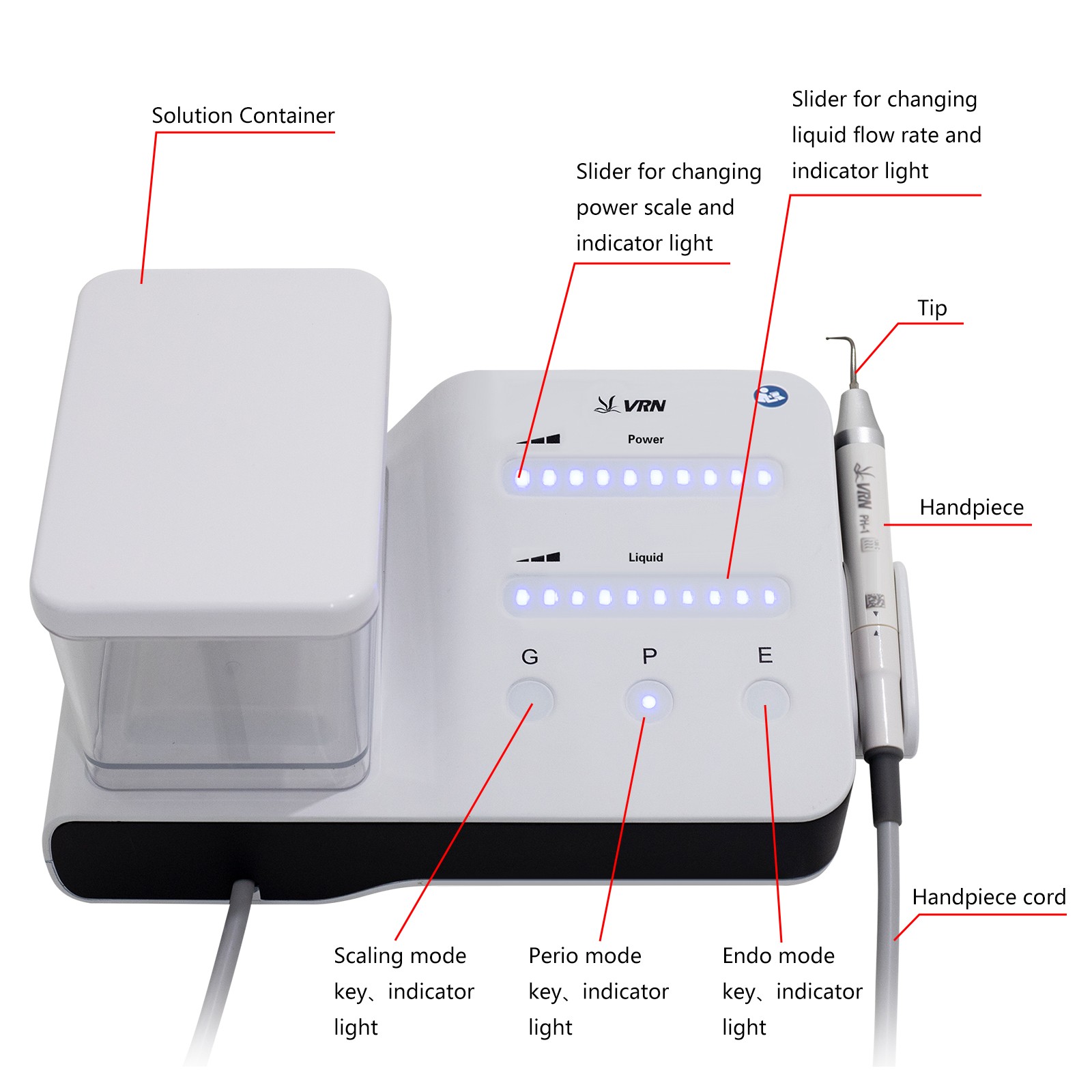VRN Dent Ultrasonic Piezo Scaler / PH-1 LED Handpiece For SKYSEA/EMS