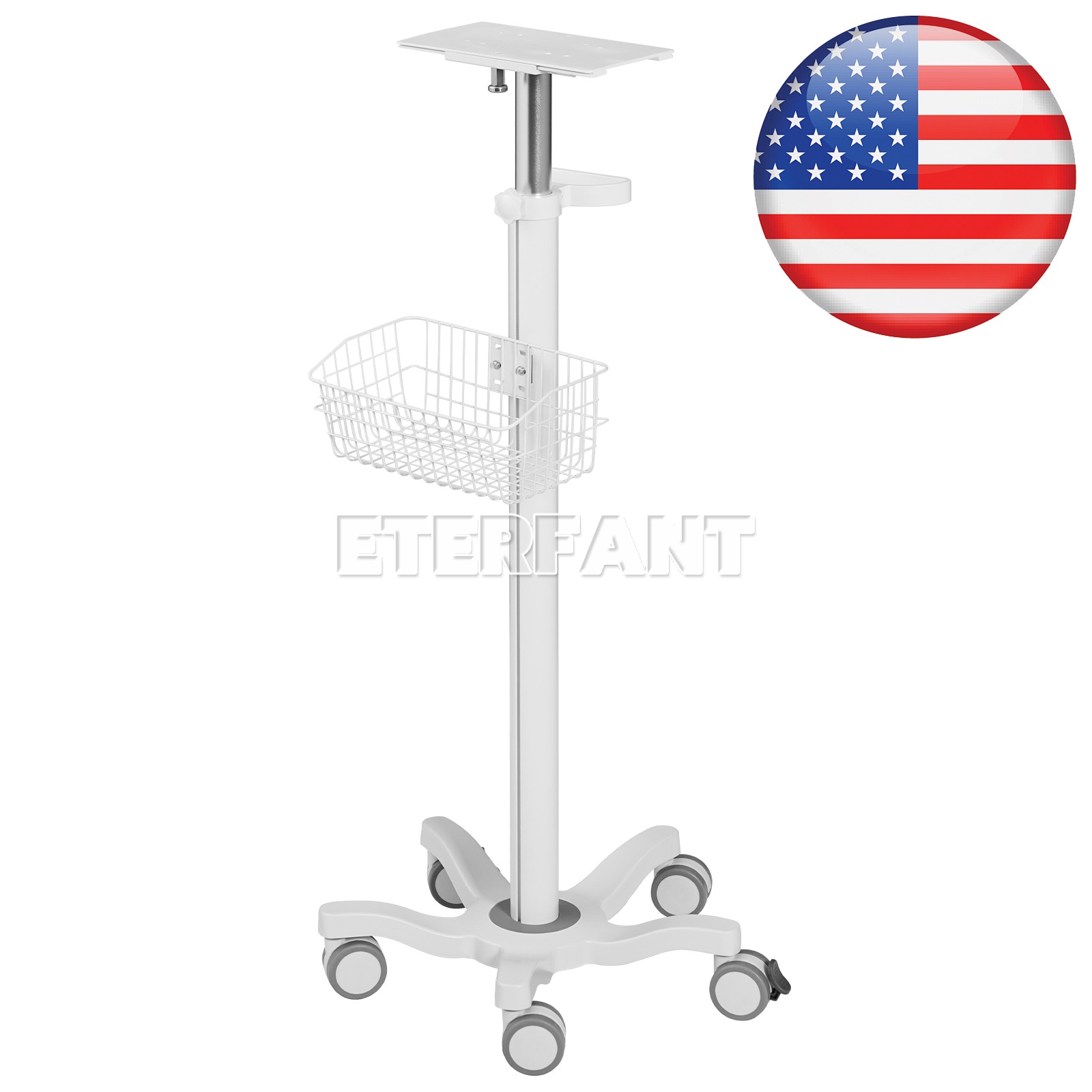 Adjustable Mobile Rolling Cart/Wall Mount Bracket Used for Patient Monitor US