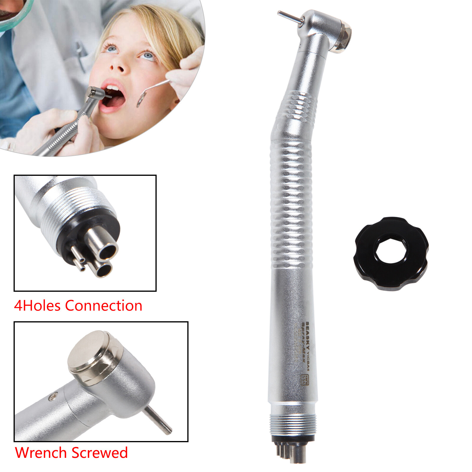 Dental Turbine High Speed Handpiece Push Button 4Holes Standard Head
