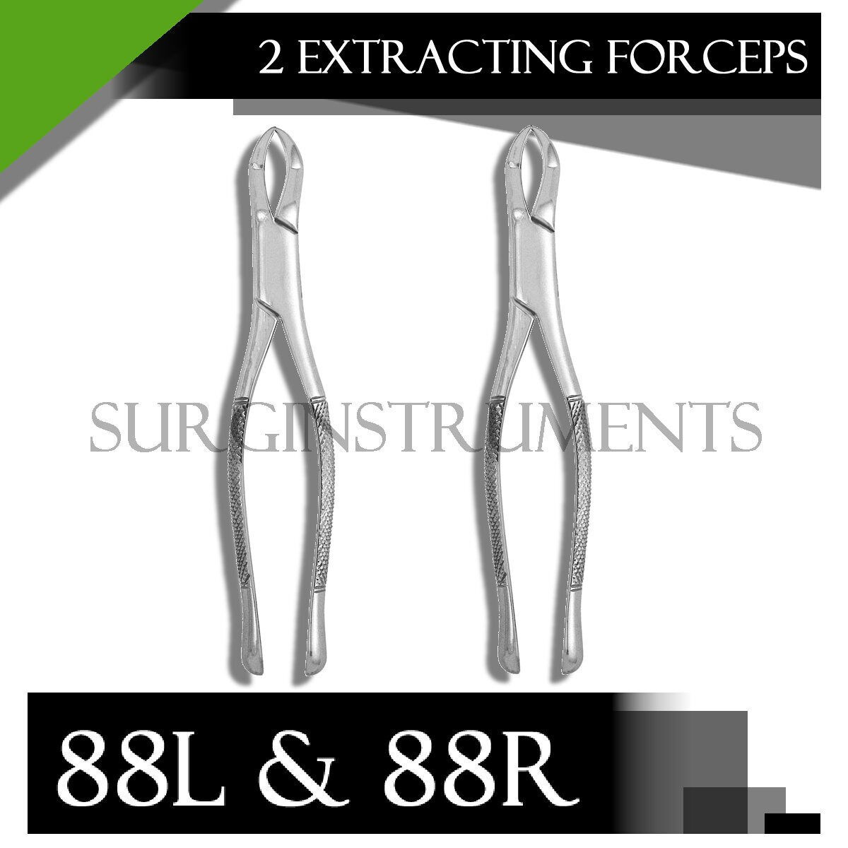 2 Dental Surgery Tooth Extracting Forceps #88L & #88R Stainless German Grade