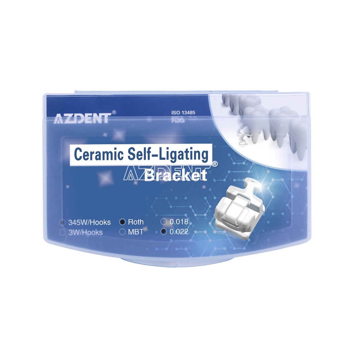 Dental Orthodontic Ceramic Self-ligating Brackets Braces MBT/Roth.022 Hooks 345
