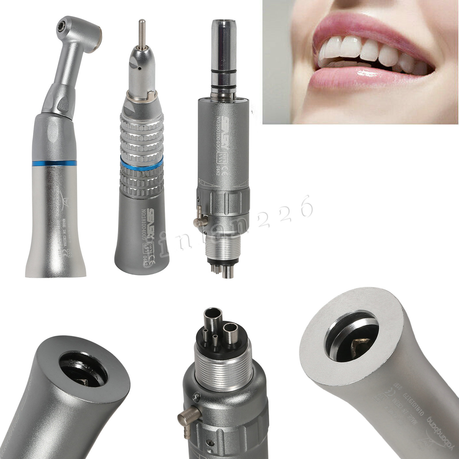 Dental Slow Low Speed Handpiece Contra Angle Straight Air Motor 2/4 Hole USPS
