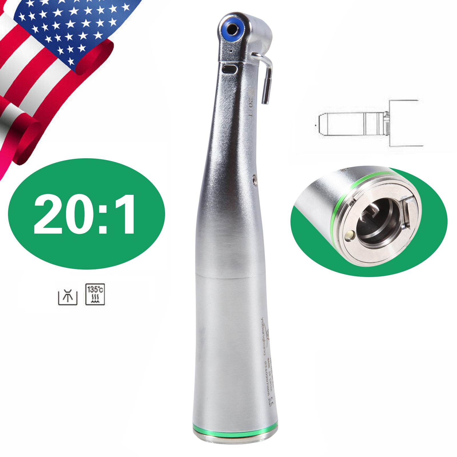 1:4.2/1:1/20:1 Dental LED Optic contra angle Low Speed straight Handpiece