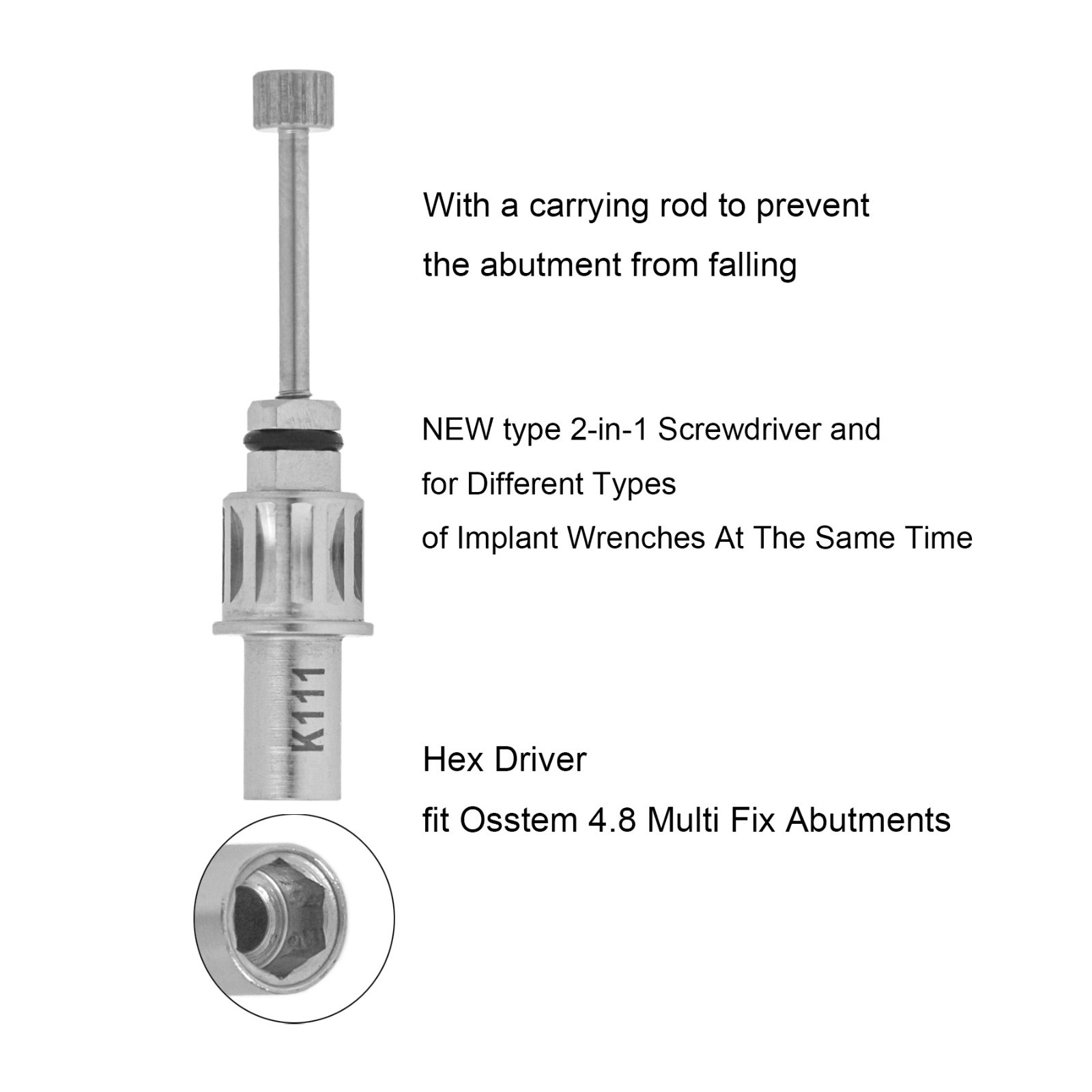 Hiossen Implant Bone-Level Surgical Tool 1.2 Wrench Driver Profiler Guide Screw