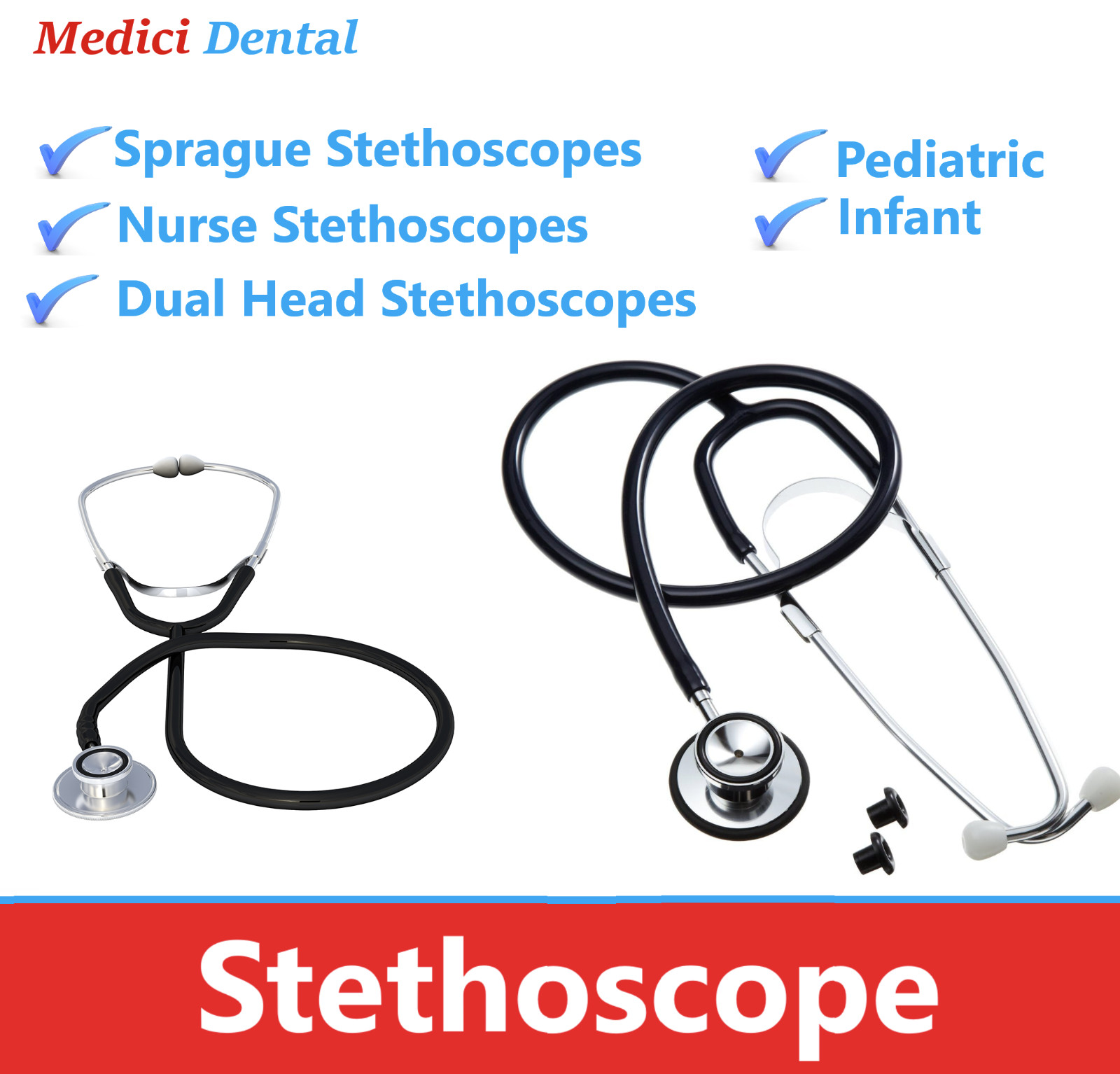 PRO ADVANTAGE Cardiology Stethoscope Dual Head, Single Head, Pediatric, Sprague