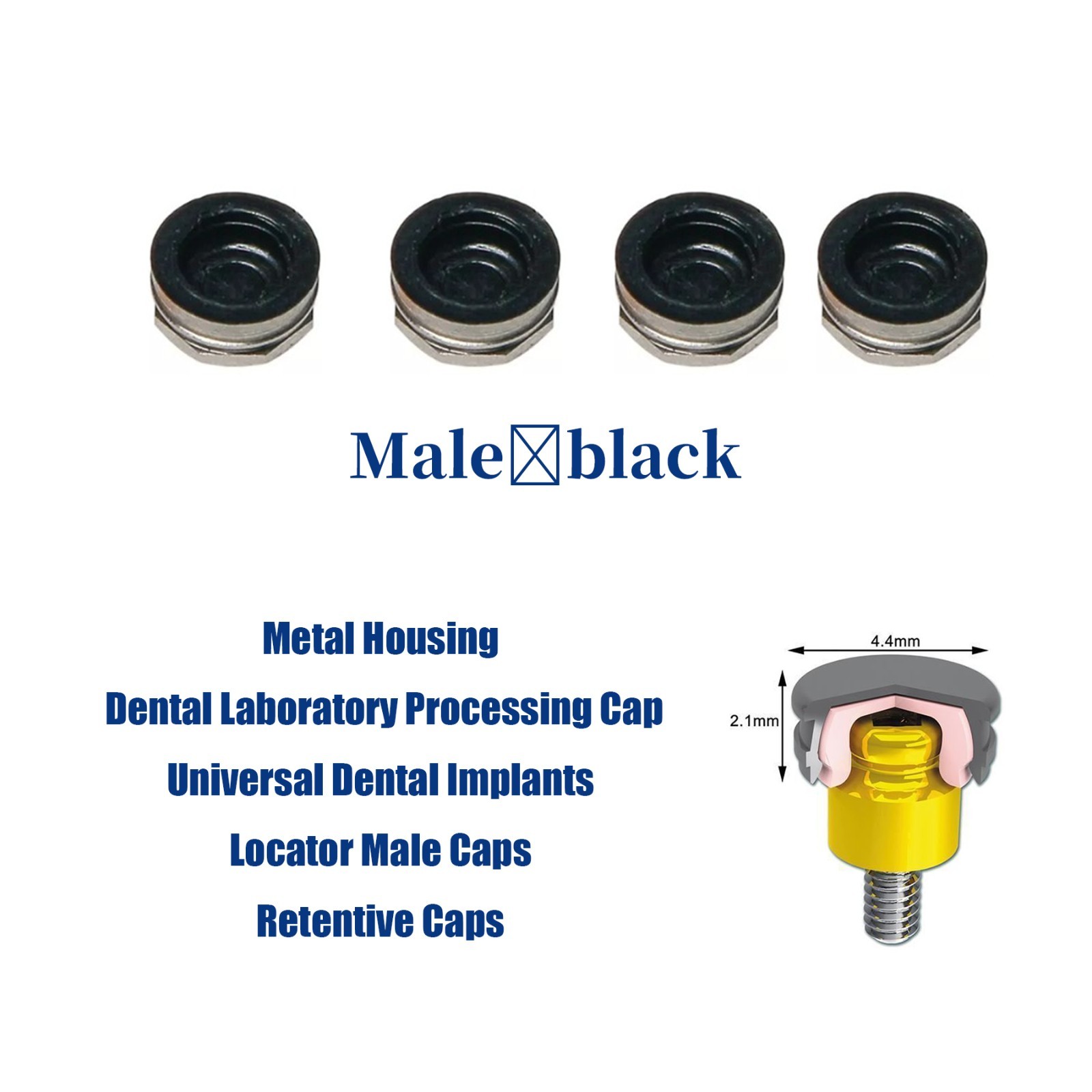 US Dental ZEST Locator Male Caps Kit Overdenture Replacement Inserts Core Tool