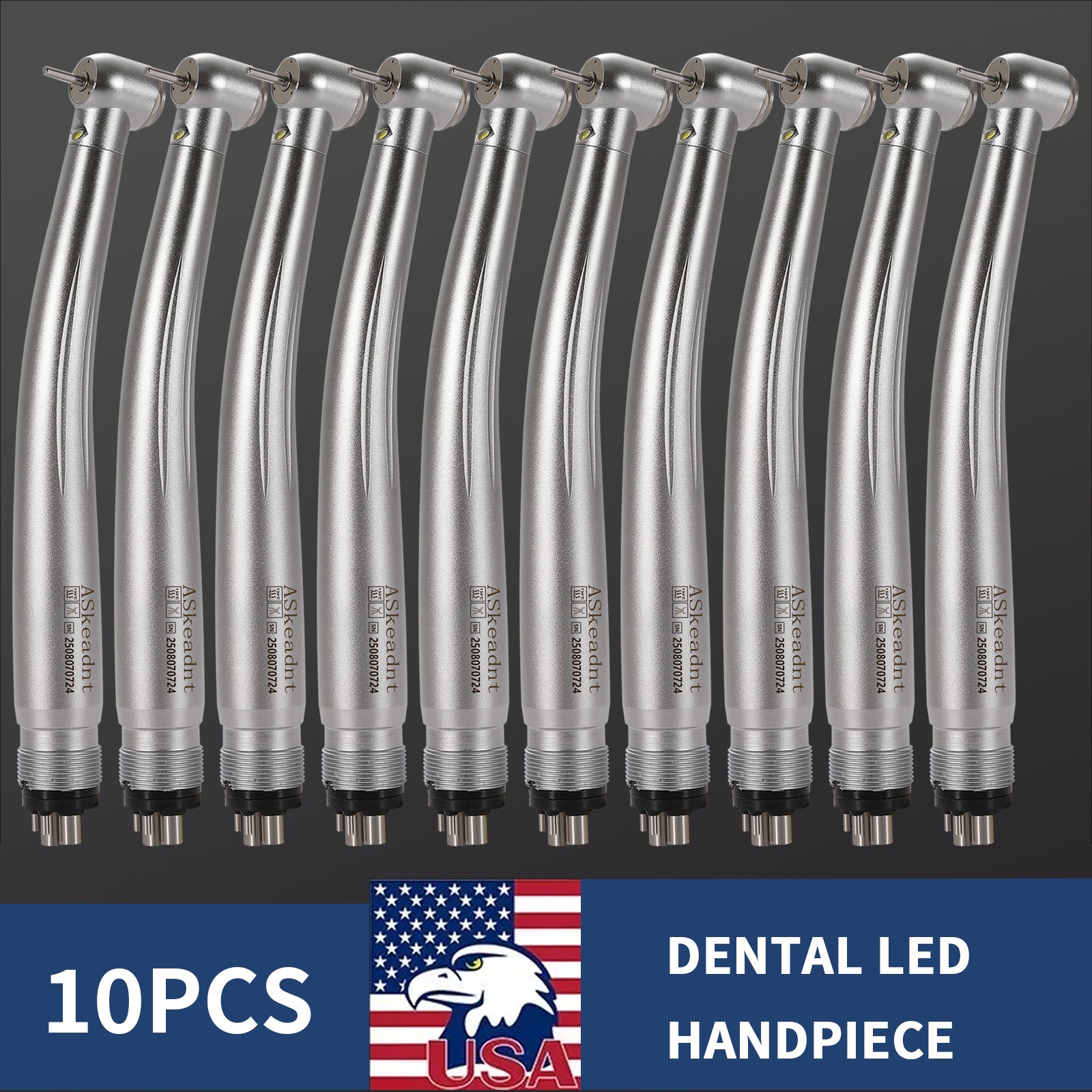 1/5/10Pcs Dental Fiber Optic LED E-generator Handpiece Triple Water Spray