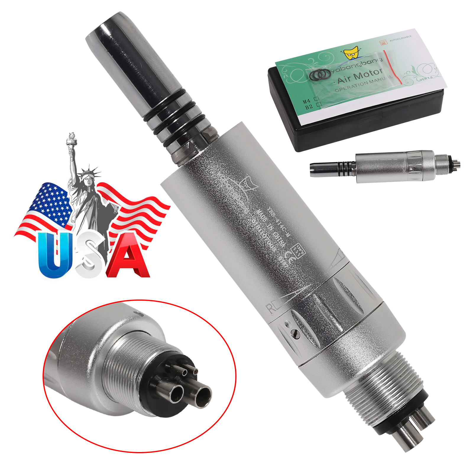 Dental E-type Air Motor Slow Low Speed Handpiece 4 Holes Inner Water Spray wy4