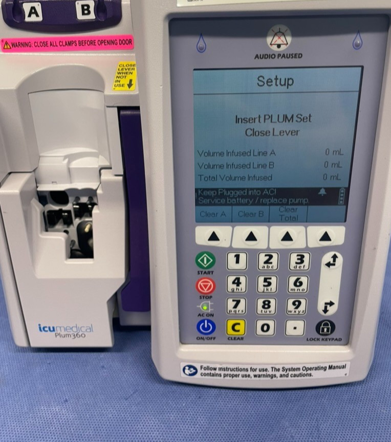 ICU Medical Plum 360 Infusion IV Pump W/Pole and clamp CERT till 8/27