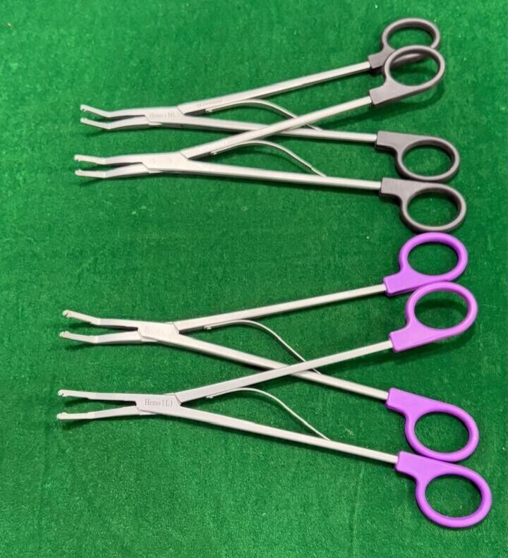 4pc Laparoscopic Open Surgery Hem-o-Lok Applier Black (ML)/ Purple (L) Reusable