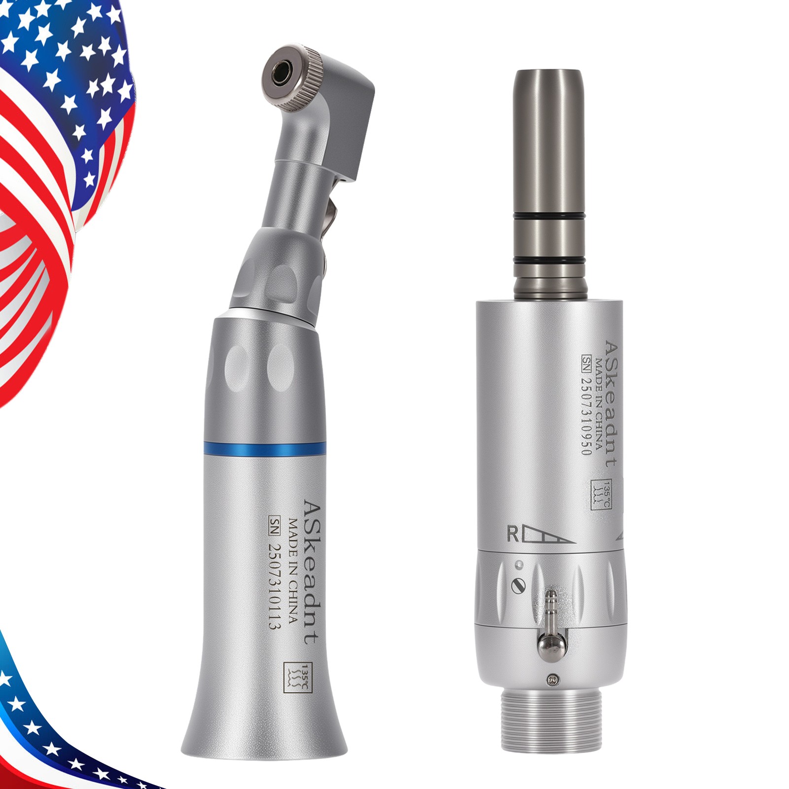 Dental slow Speed Contra Angle Straight Handpiece Air Motor 2/4 Holes Connector