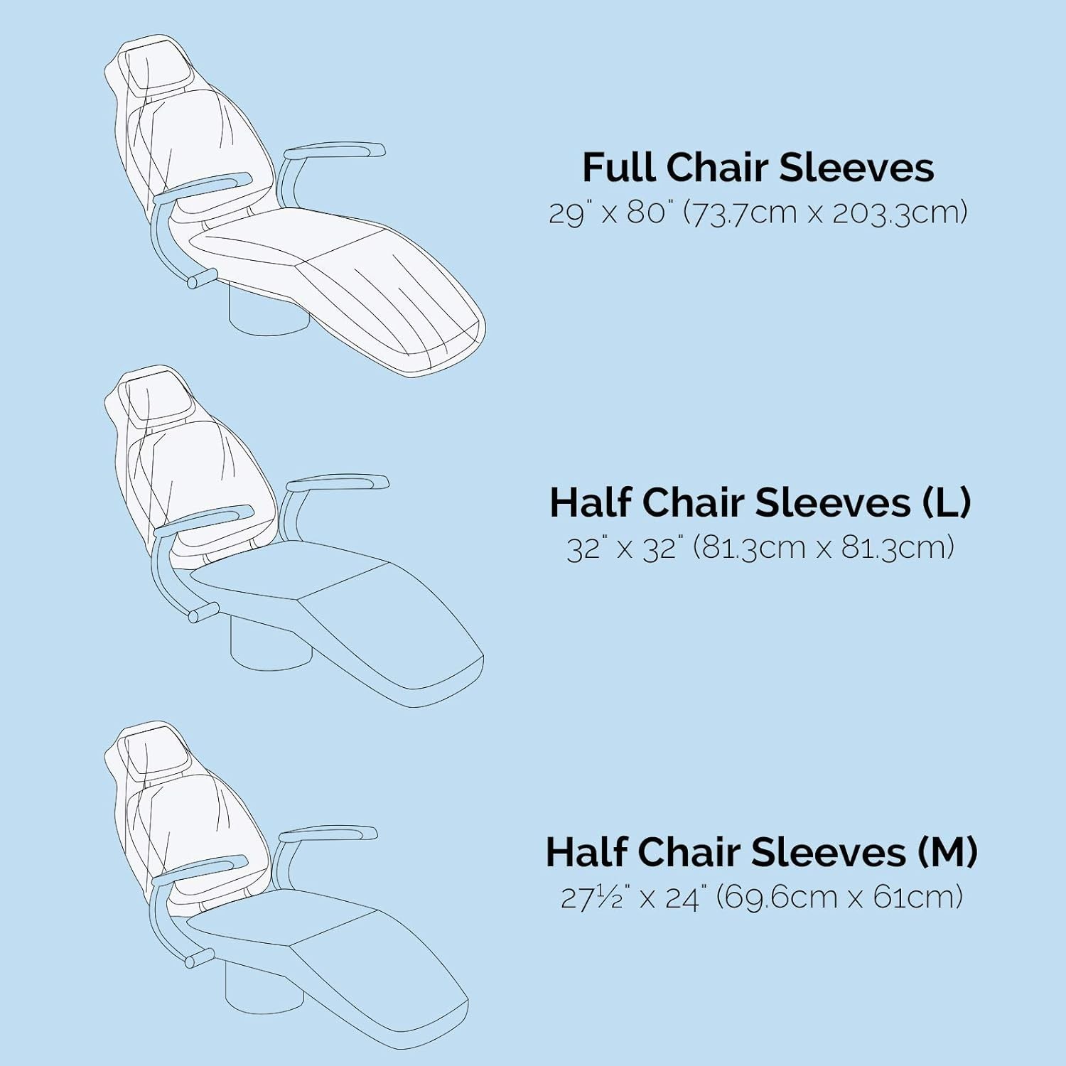 200 Count Clear Plastic Dental Chair Covers – 32″ x 32″ for Easy Cleanliness