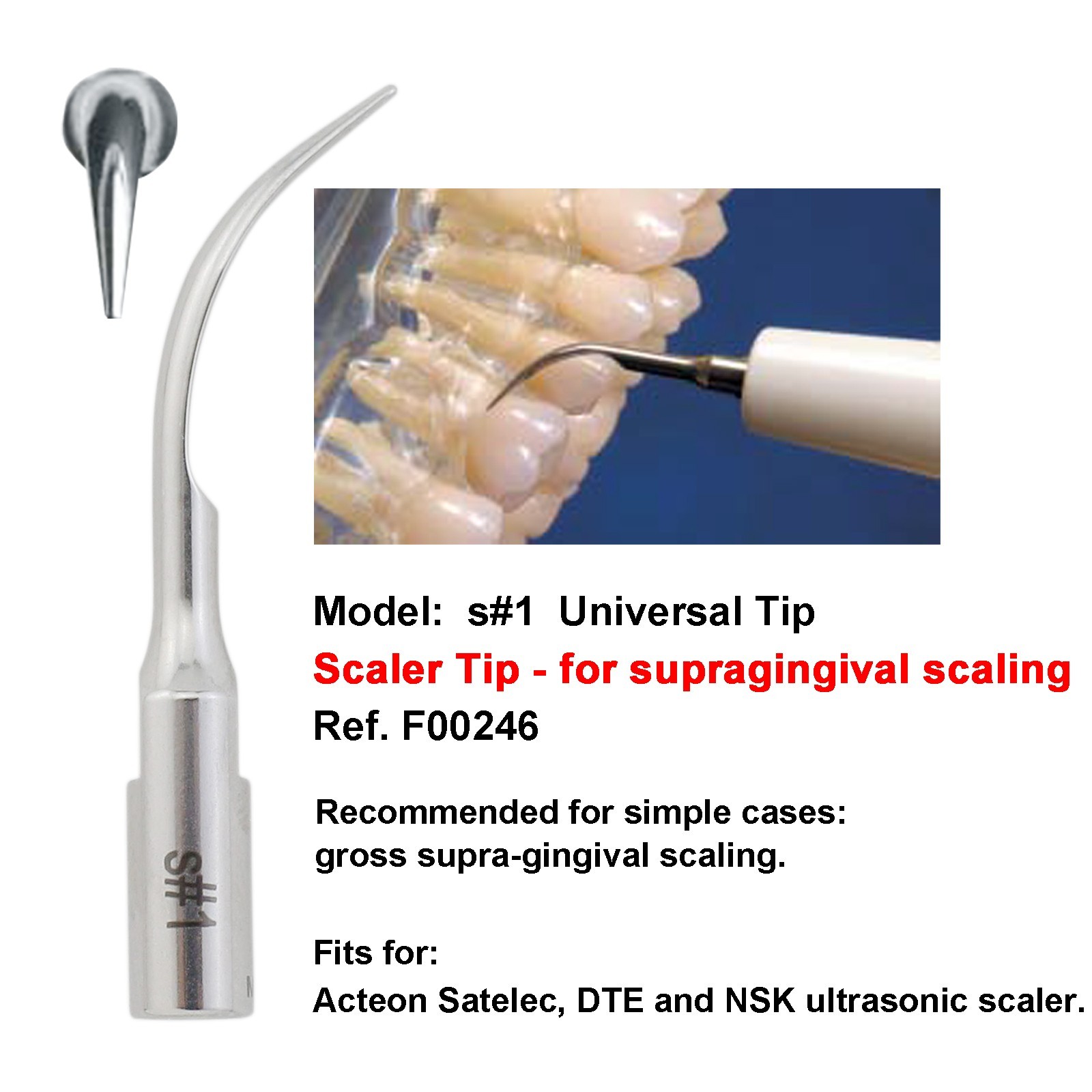 NEWTRON Slim BLED Handpiece Piezo Tip H3 #1 fit ACTEON Satelec Ultrasonic Scaler