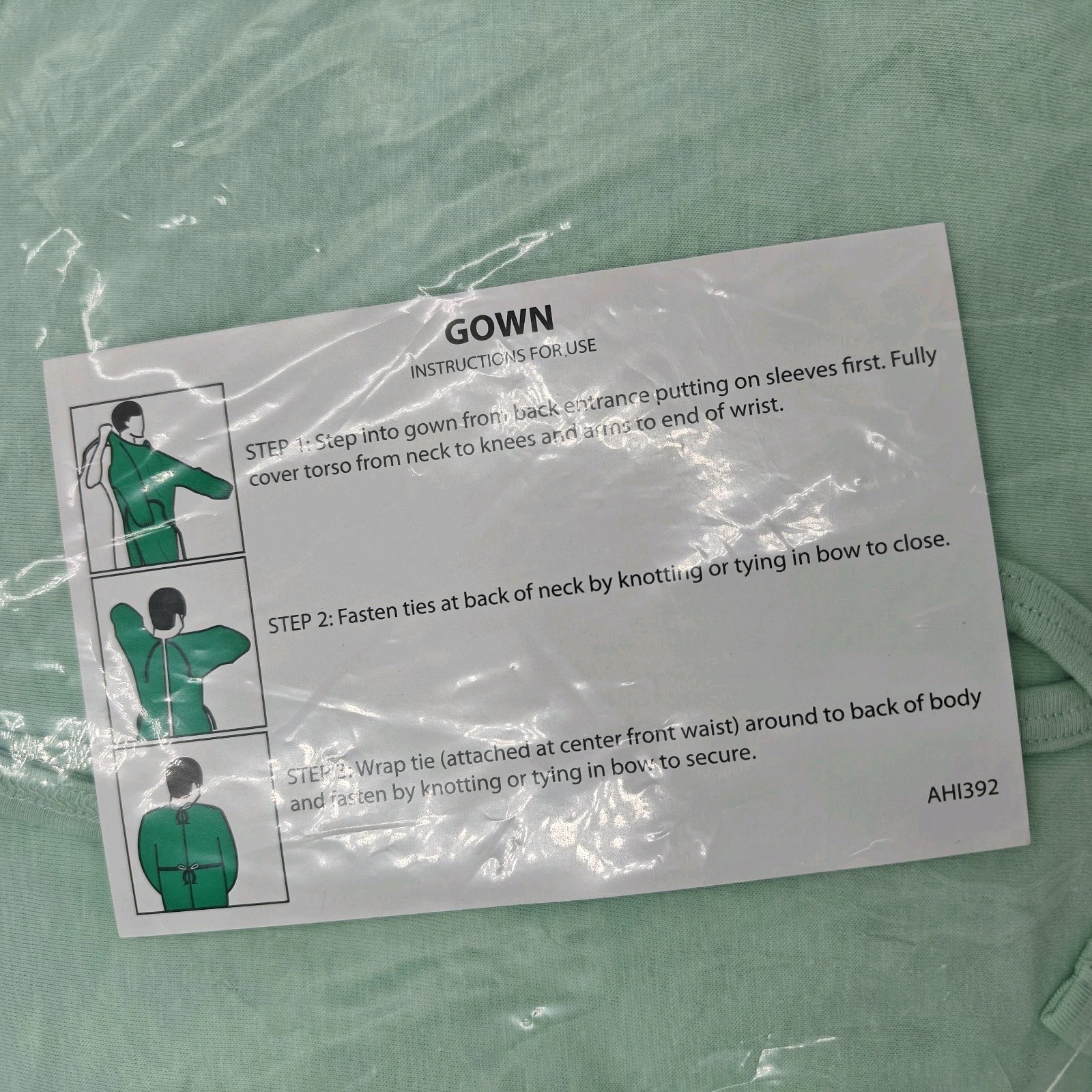NEW Hanes Hospital Gown LOT OF 50 – Long Sleeve Green Tie Back XL 2XL 3XL