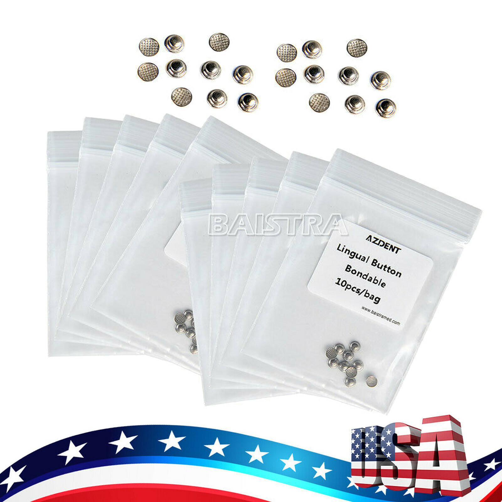 50 Packs Dental Orthodontics Lingual Button For Bondable Round 10Pcs/Pack