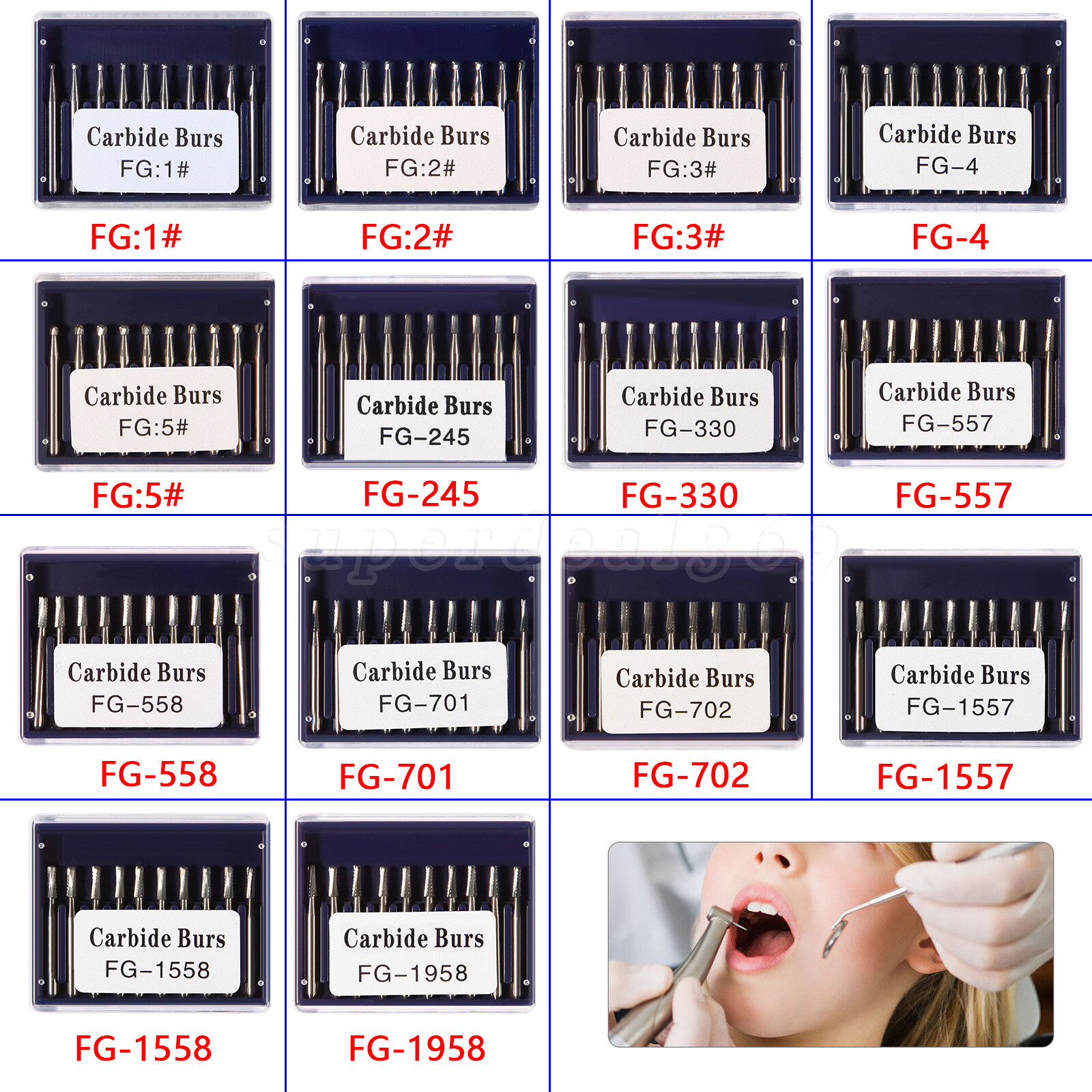 10 Pcs/pack FG High Speed Dental Tungsten Steel Carbide Crown Cutting Burs DL