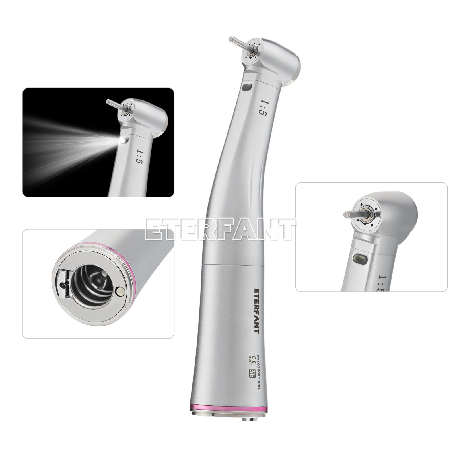 ETERFANT Dental 1:5 Increasing Contra Angle LED Optic Fiber F/NSK Electric Motor