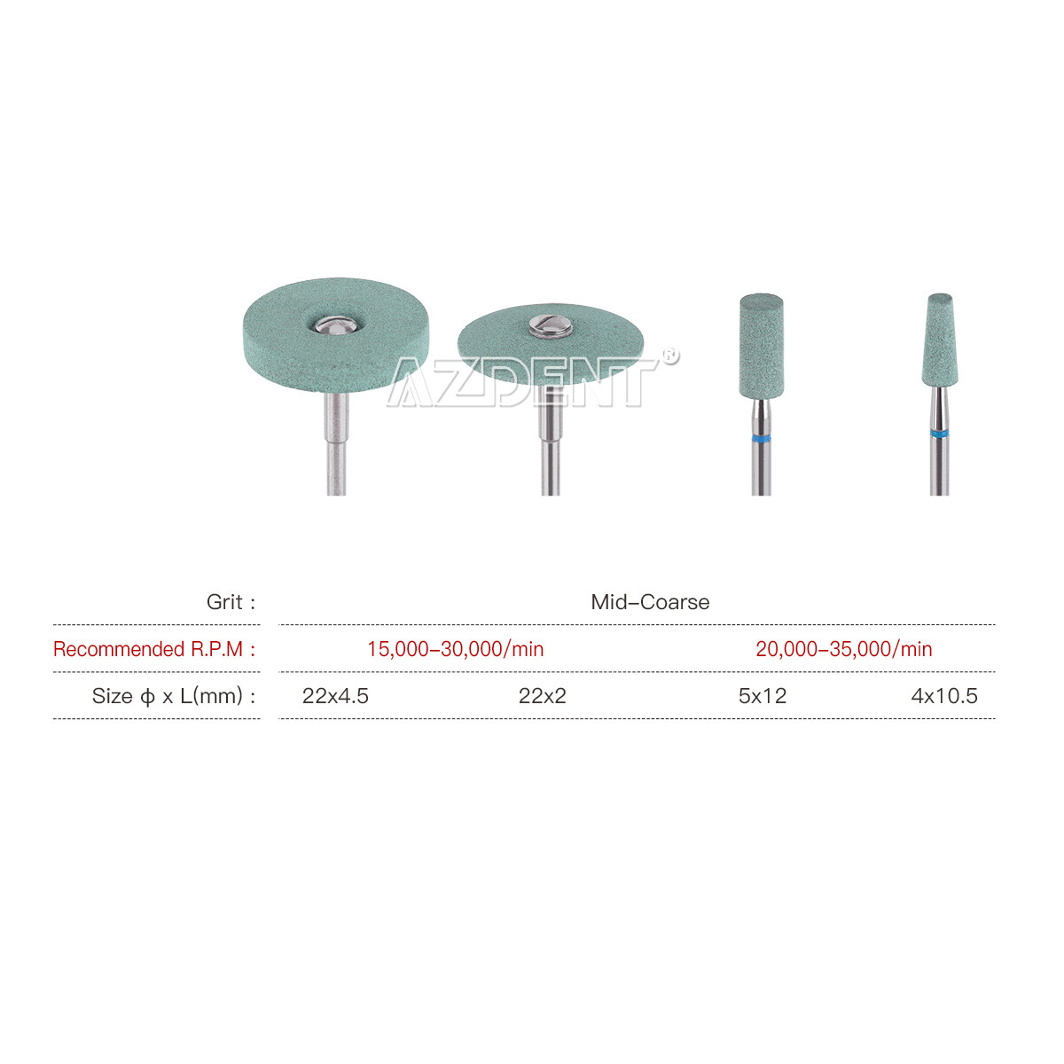 Dental Lab Ceramic Diamond Polisher Rubber Porcelain Wheel Discs Burs HP 2.35mm