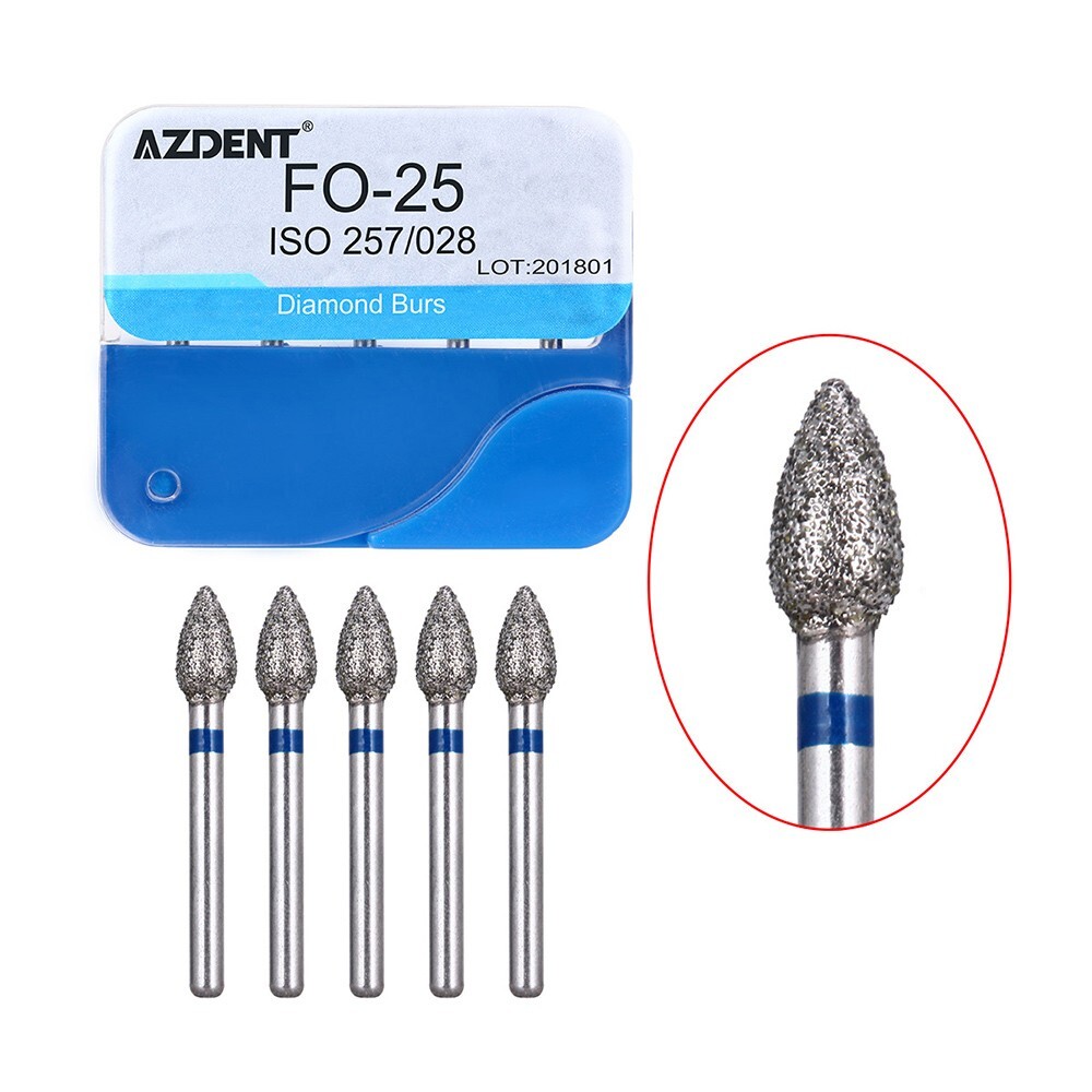 100pcs Dental Diamond Friction Grip Burs for High Speed Handpiece Medium 1.6mm