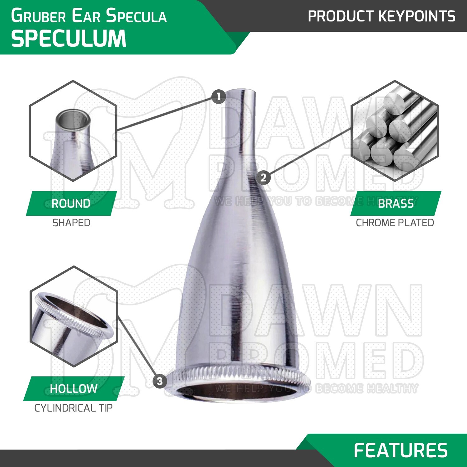 Gruber Ear Specula Speculum 3 Pcs Adult Sizes Set 1, 2, & 3 ENT Inst German Gr