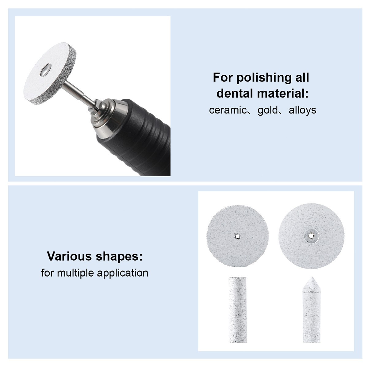 20Pc Dental Lab Silicone polishing Wheel Point HP2.35mm For Low Speed Handpiece