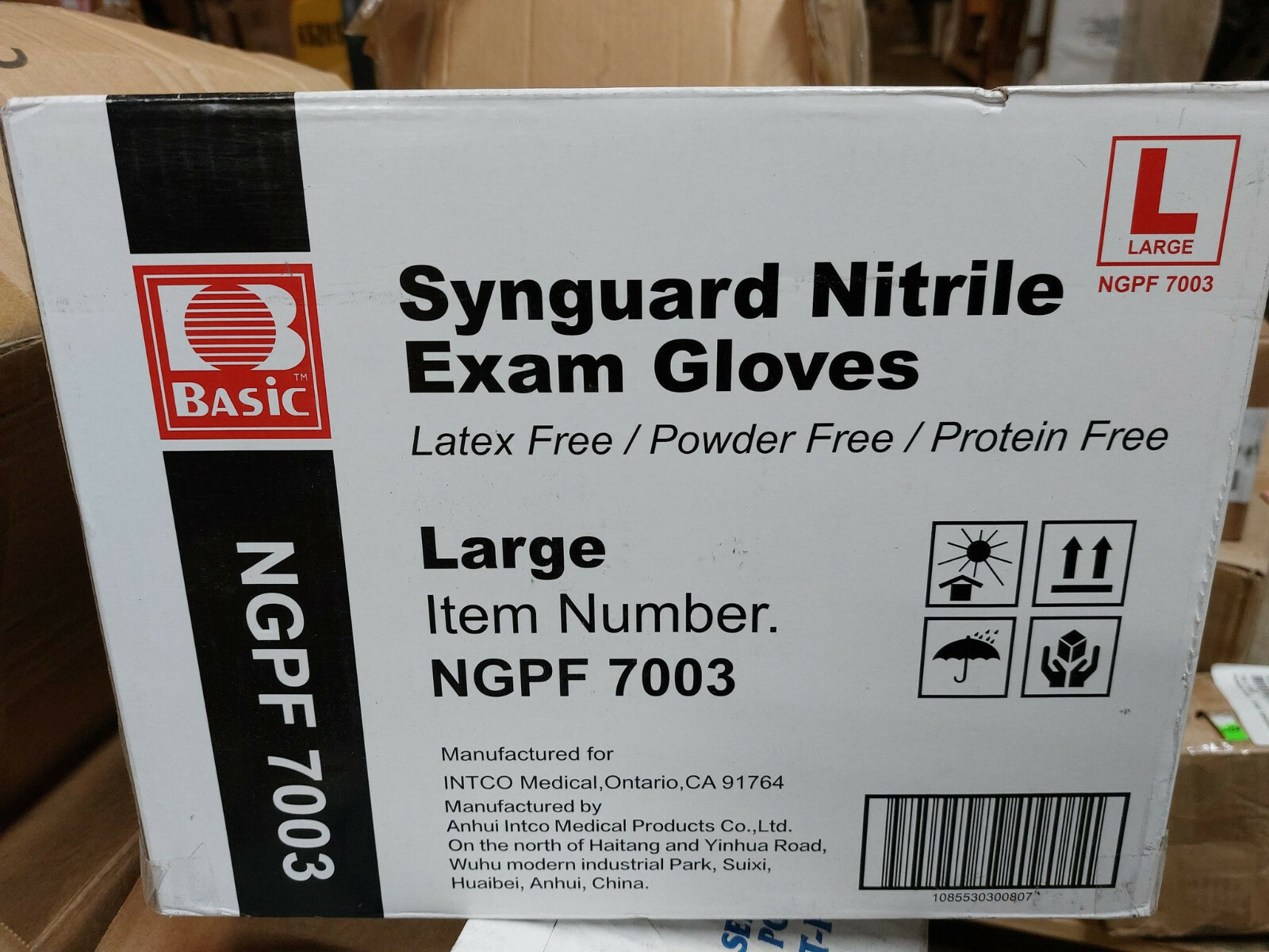 (Box of 1000) Basic NGPF-7003 Medical Blue Nitrile Exam Gloves, Large Latex-Free