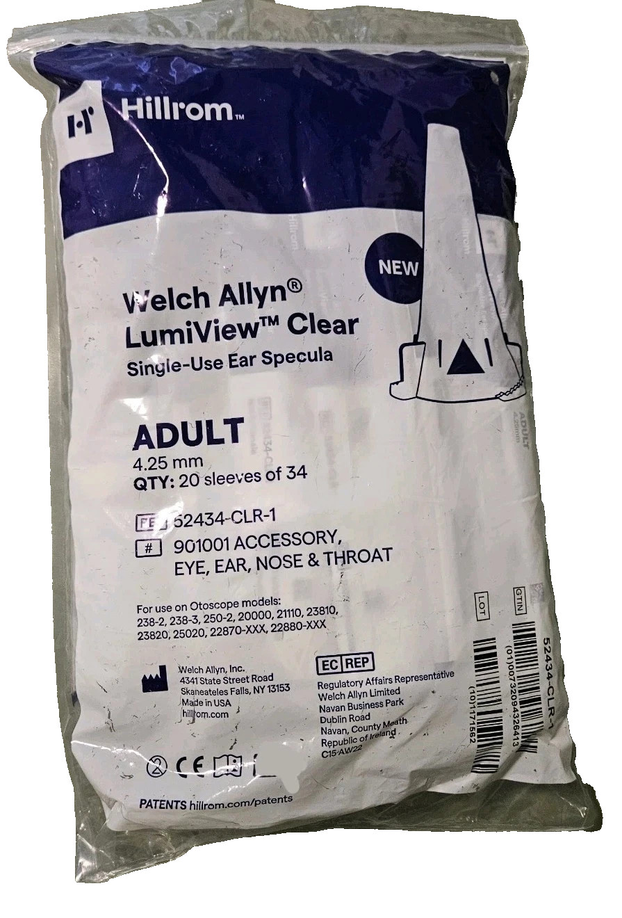 Welch Allyn 52434-CLR 4.25 mm Round Adult Ear Speculum Tip Set – 850 Count CLEAR
