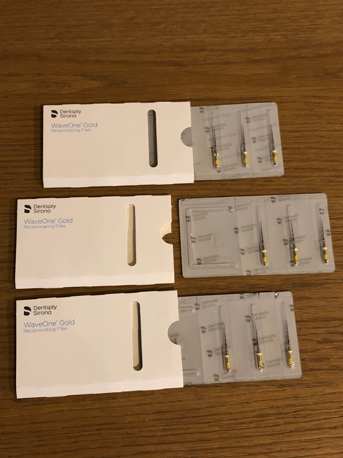 Dentsply Waveone Gold Reciprocating Files YELLOW SMALL 25mm lot of 3 packs NEW