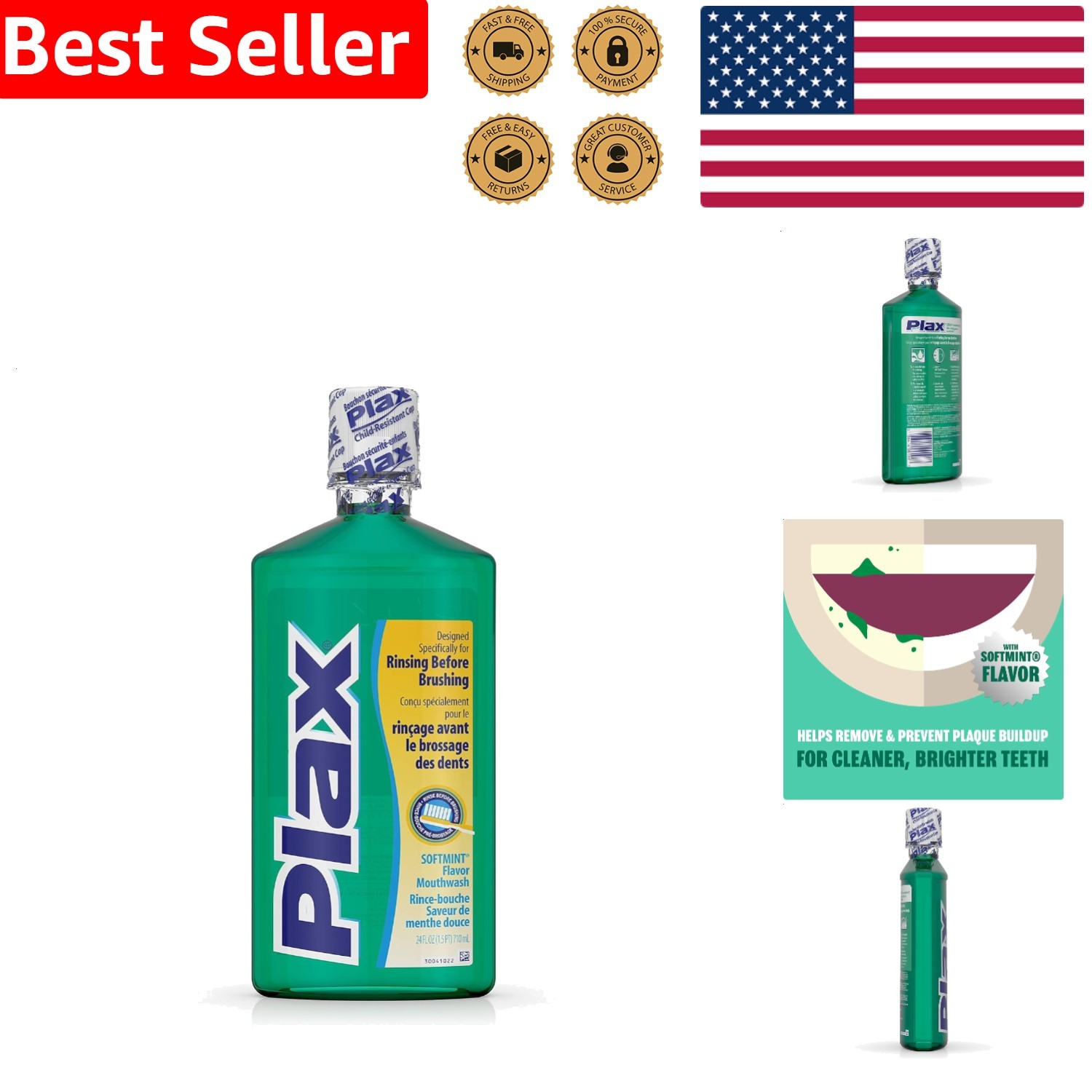 Advanced Dental Rinse Soft Mint 24oz Pre-Brush Plaque Removal Minty Fresh