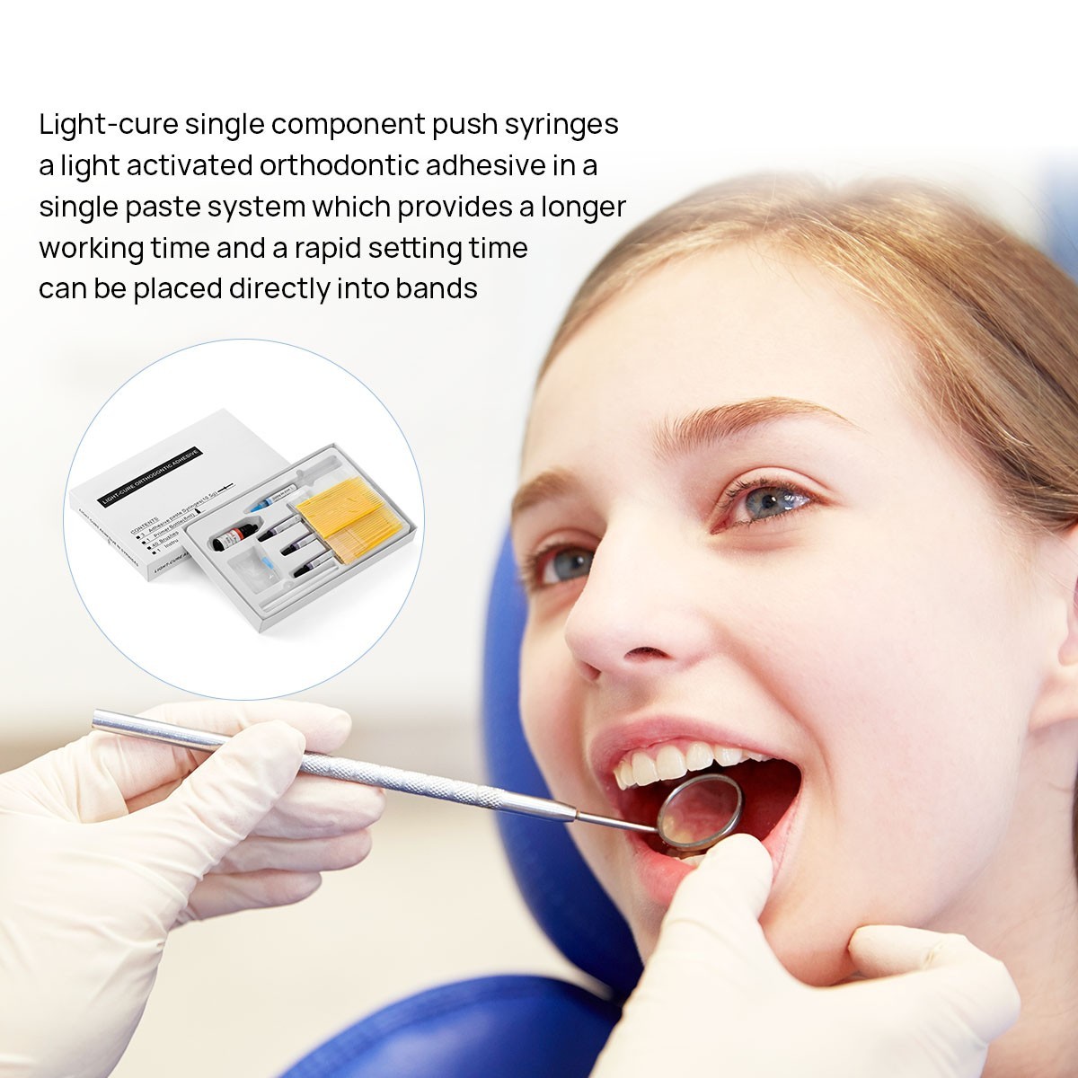 Resina Adhesiva de Curado Dental Ligera Primer de Jeringa Soporte de Ortodoncia