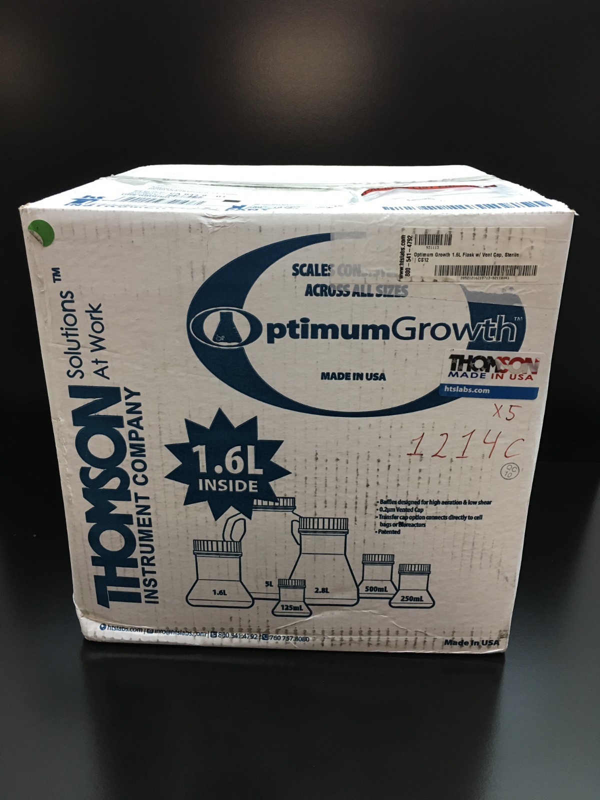 THOMSON Cat No 931113 Optimum Growth 1.6L Flask with Vent Cap