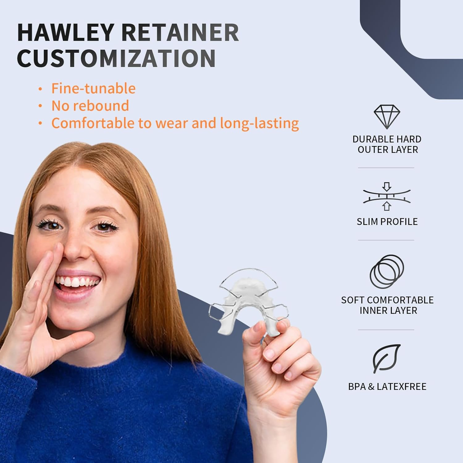 2 Hawley Retainer for Custom Teeth Retention, Custom-Fit Two Retainers for Upper