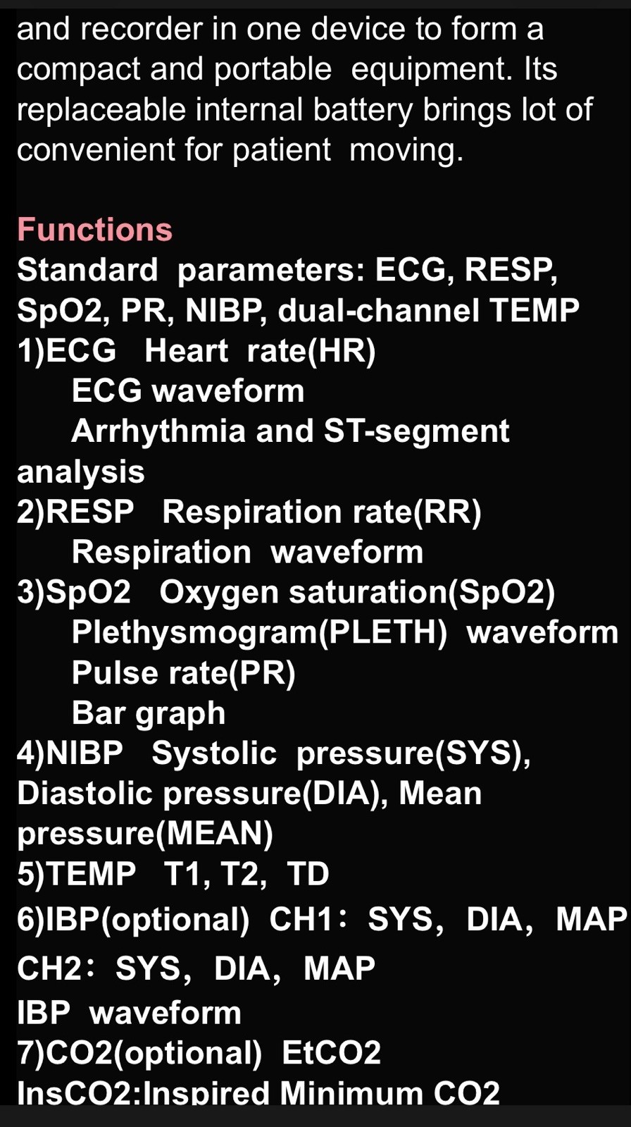 CONTEC CMS8000 Multiparameter Patient Vital Signs Monitor, 12.1” Color Display
