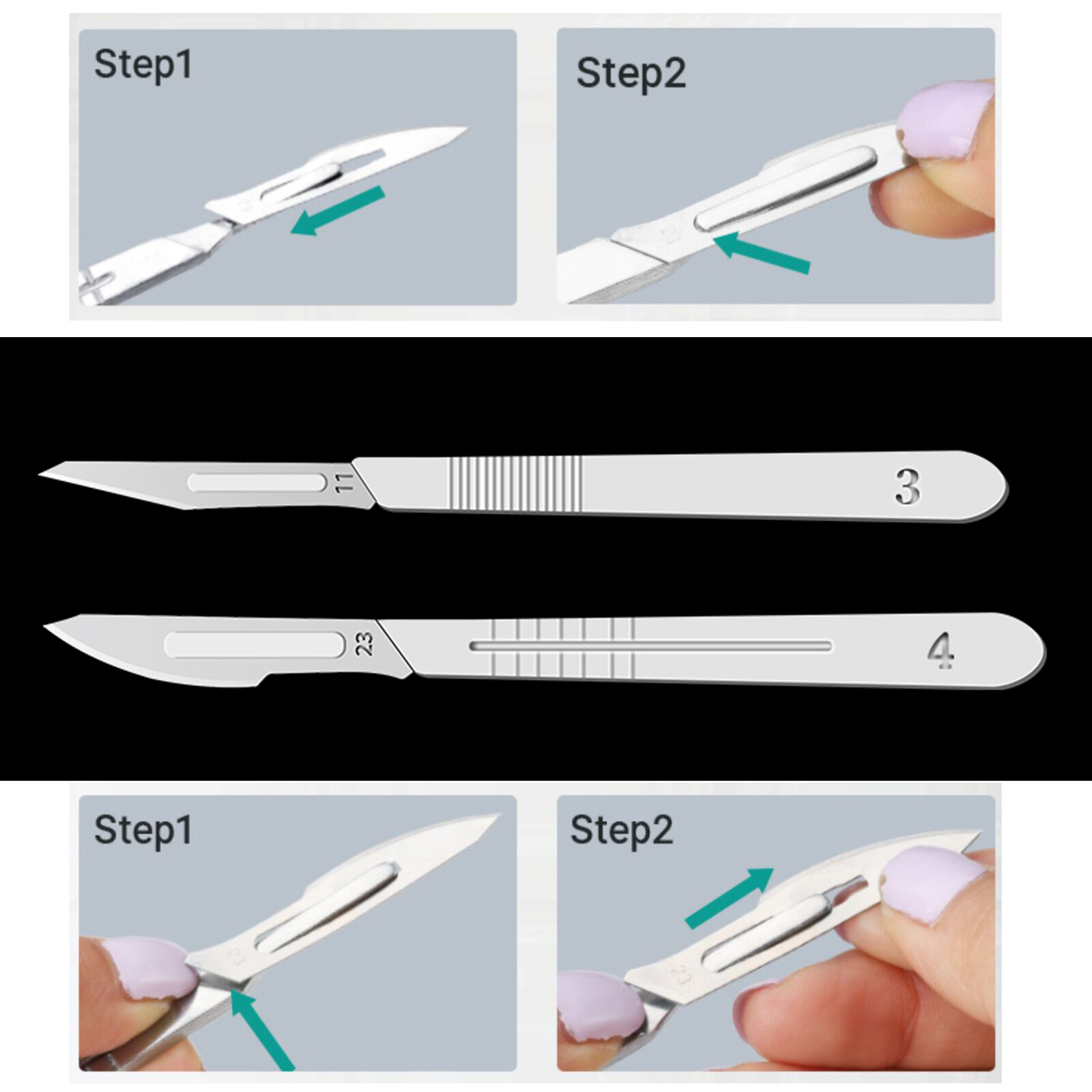 100 Sterile Surgical Blades with FREE Scalpel Knife Handle Medical Dental Tools
